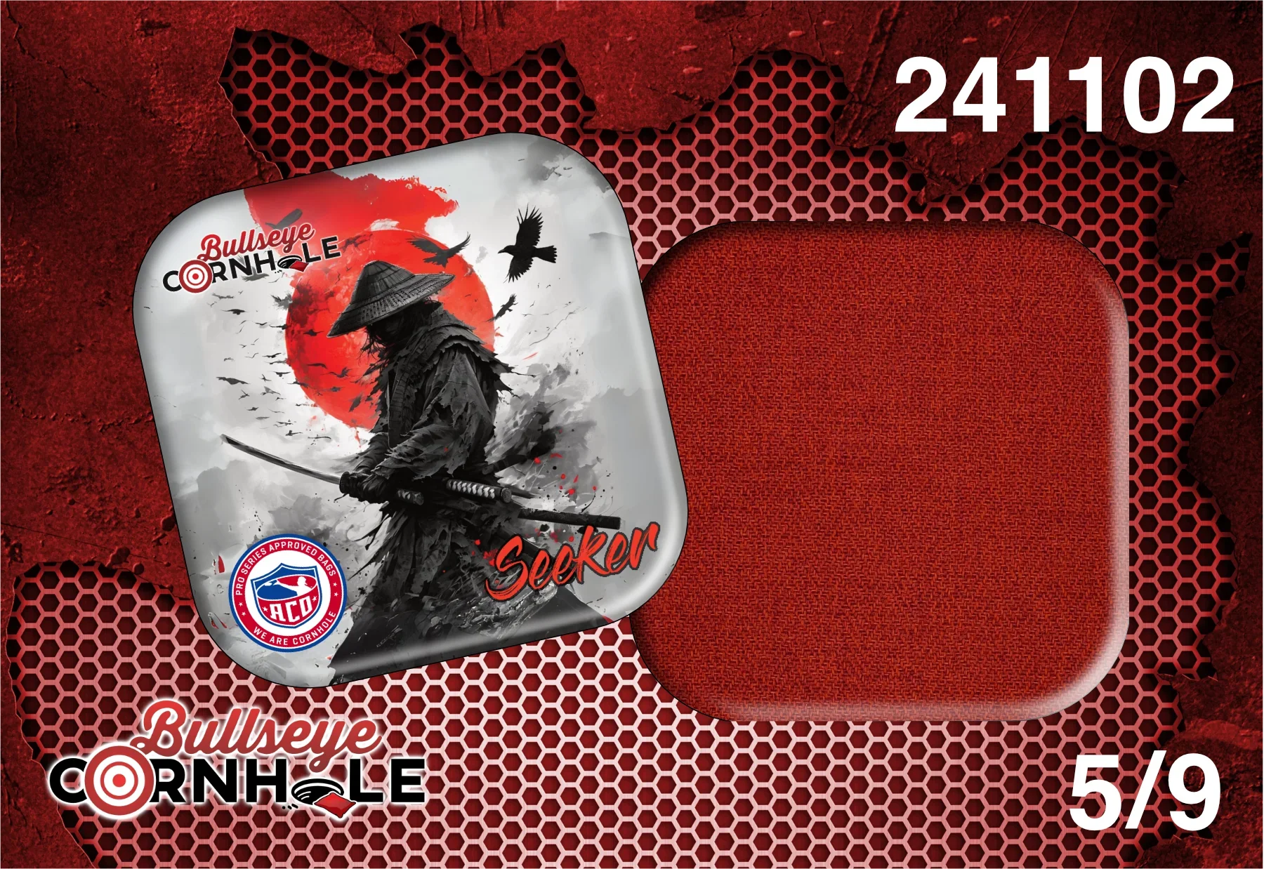 Samurai design on Seeker bag with Red slow side