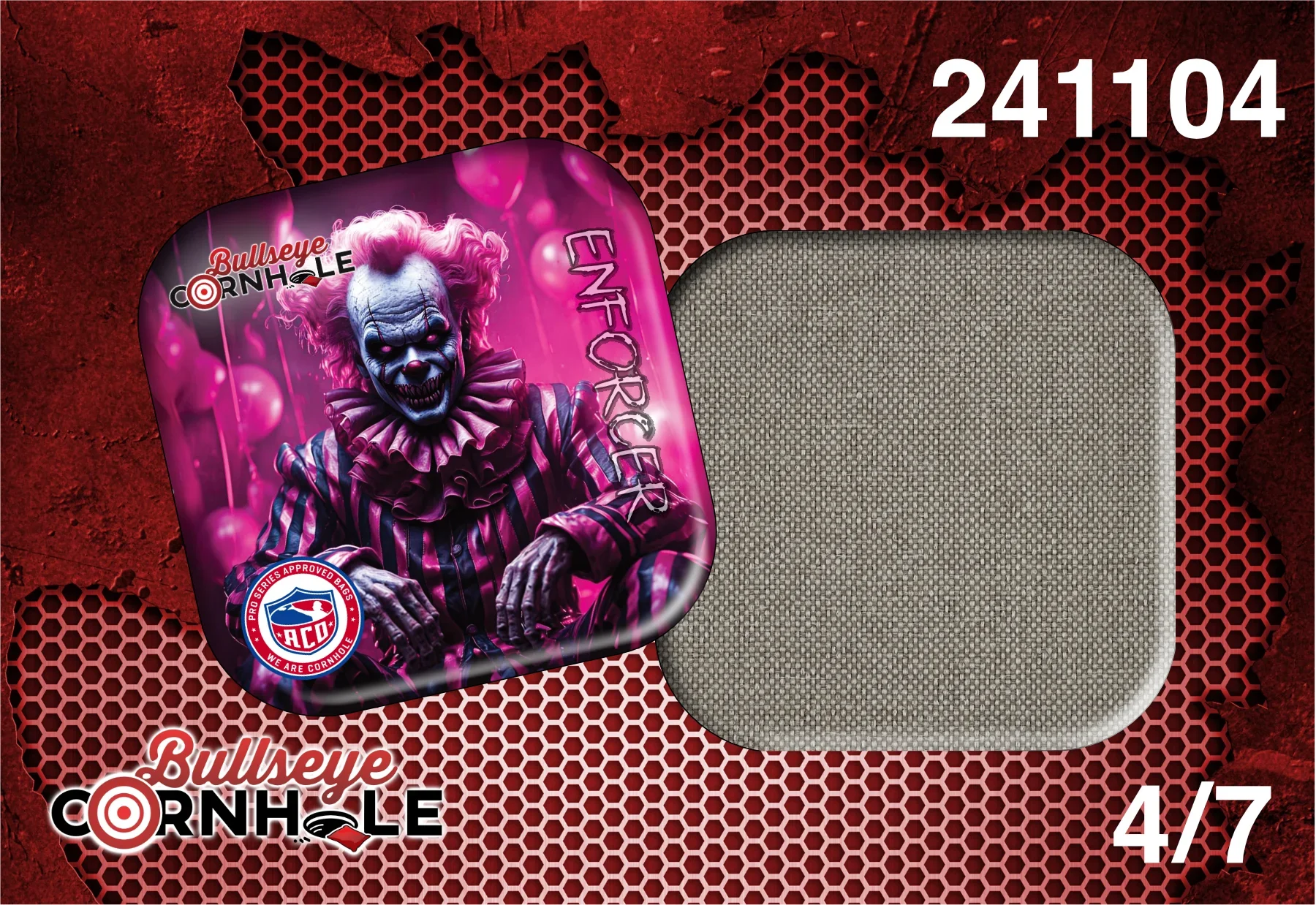 Creepy Clown design on Enforcer bag with Wheat slow side