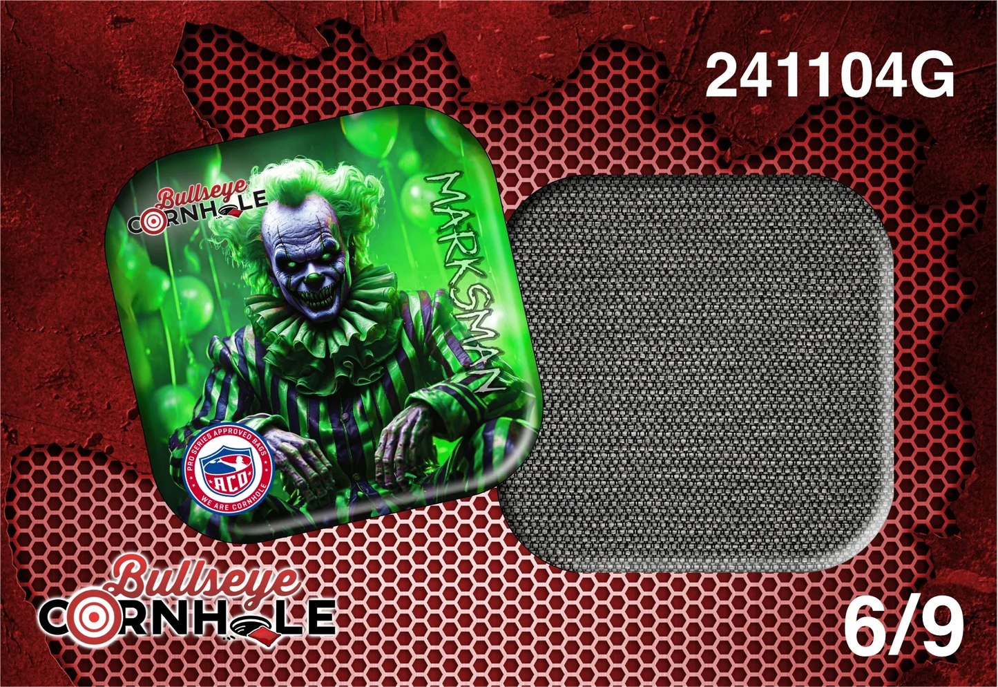 Creepy Clown Green design on Marksman bag with Black slow side
