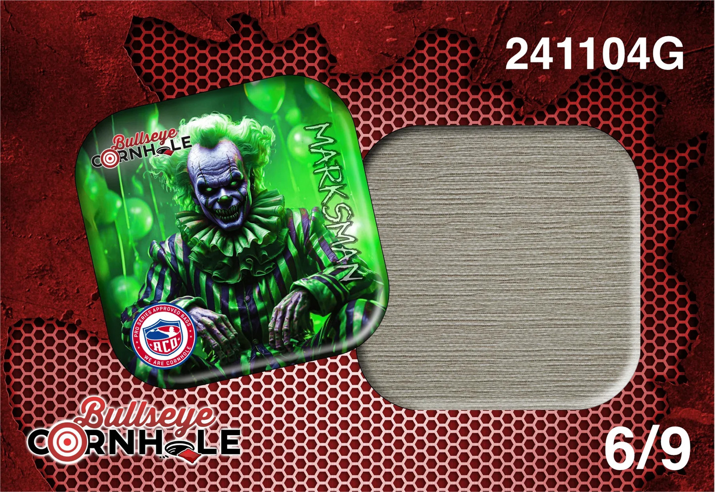 Creepy Clown Green design on Marksman bag with Natural slow side