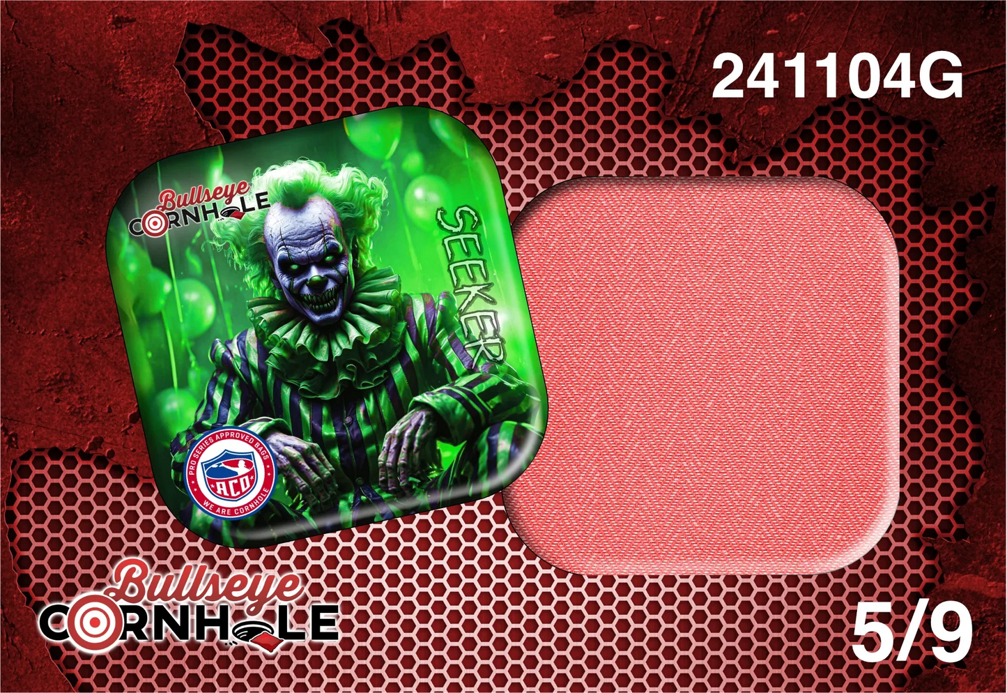 Creepy Clown Green design on Seeker bag with Pink slow side