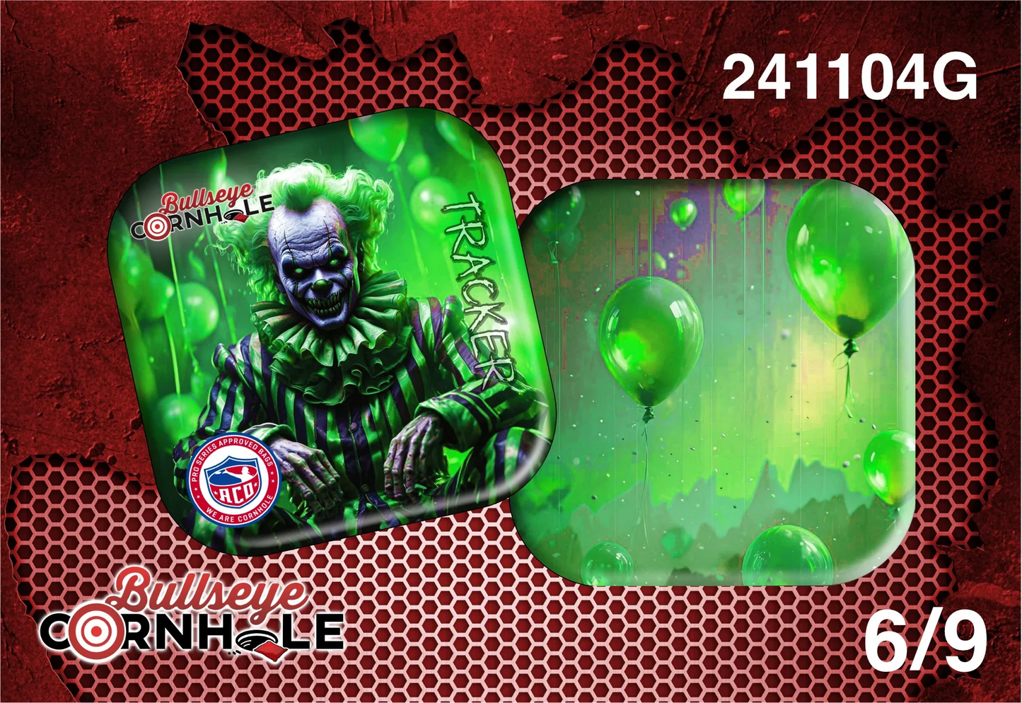 Creepy Clown Green design on Tracker bag