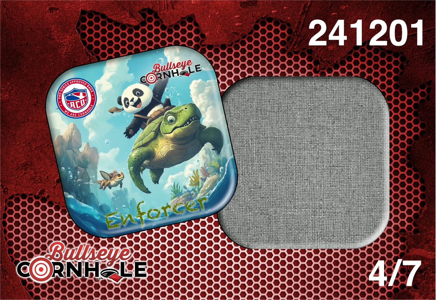Panda Riding Turtle design on Enforcer bag with Platinum slow side