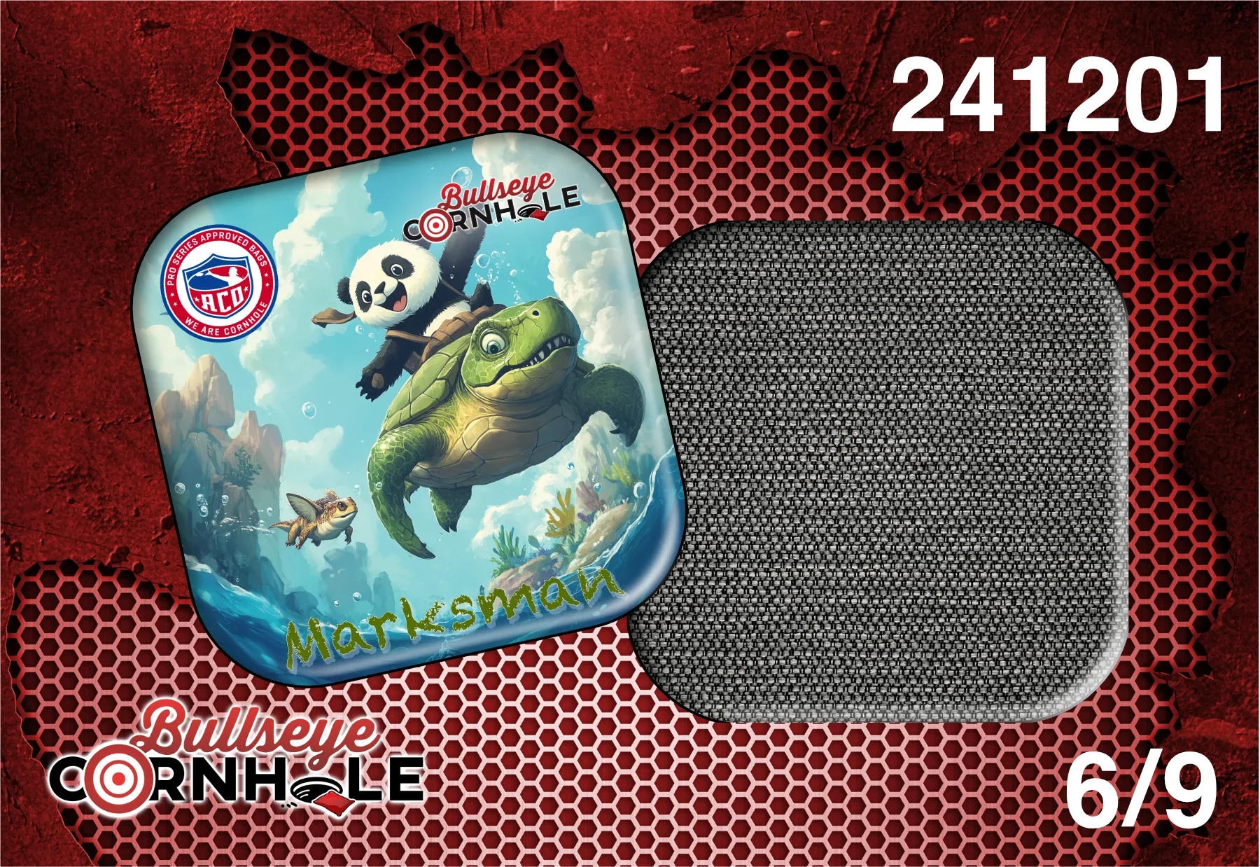 Panda Riding Turtle design on Marksman bag with Black slow side