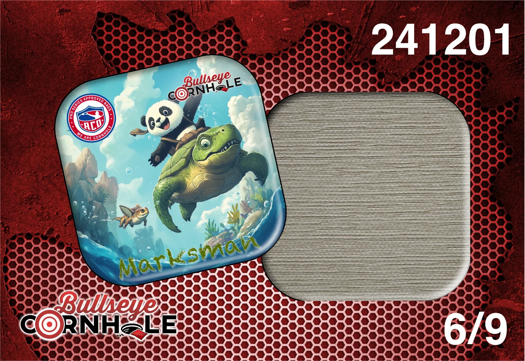 Panda Riding Turtle design on Marksman bag with Natural slow side