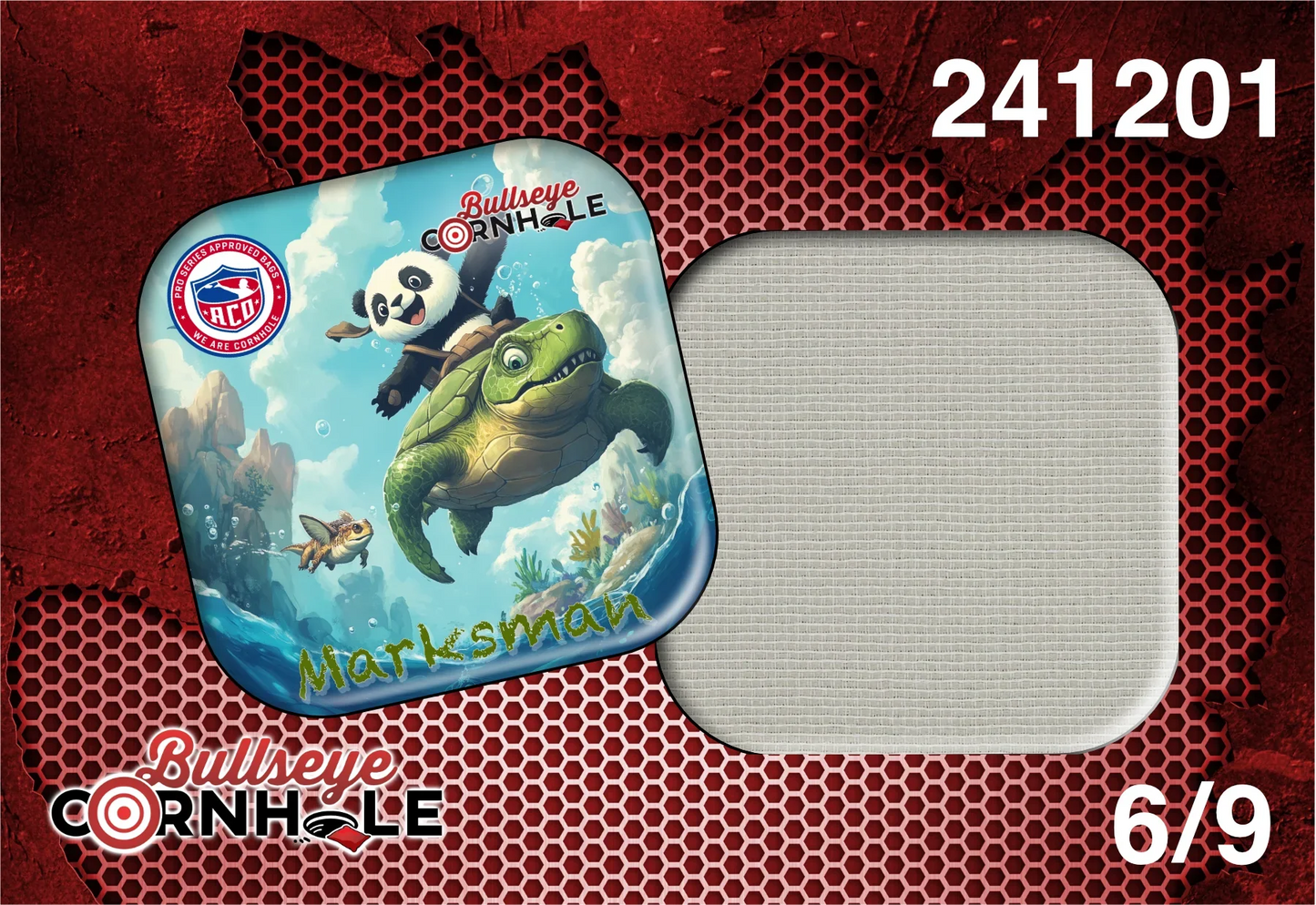 Panda Riding Turtle design on Marksman bag with White slow side
