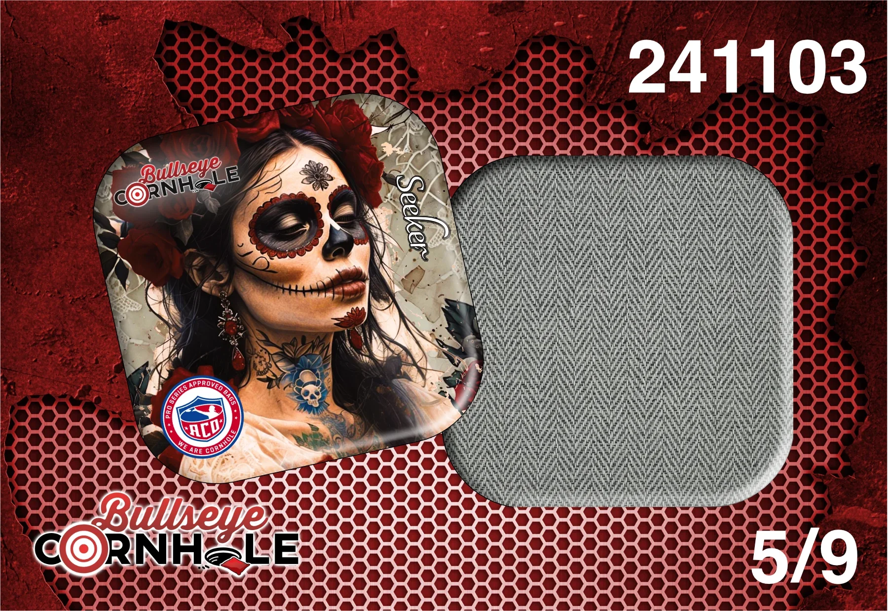 Day Of Dead design on Seeker bag with Greystone slow side