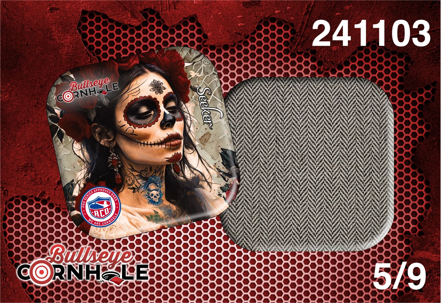 Day Of Dead design on Seeker bag with Slate slow side