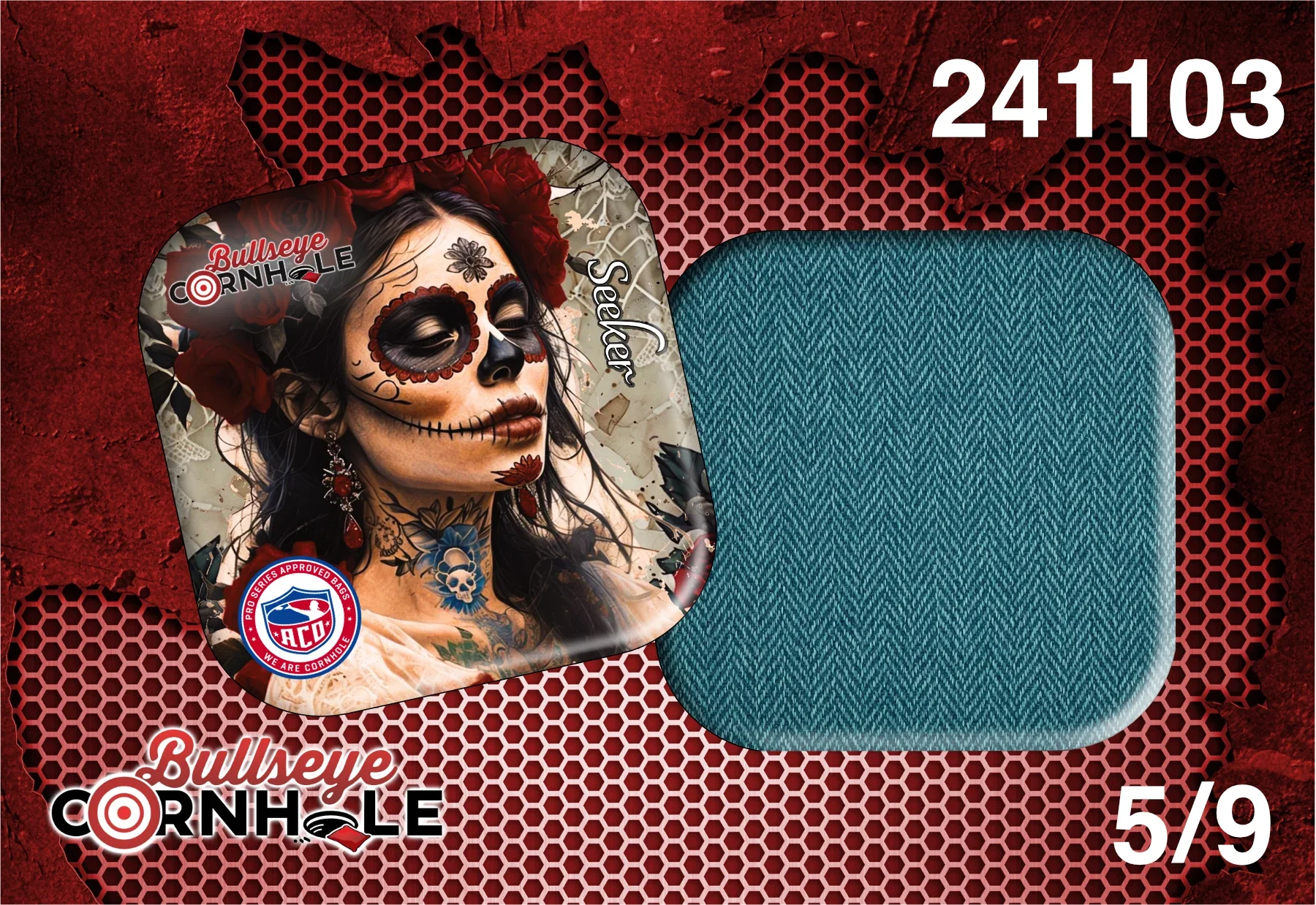 Day Of Dead design on Seeker bag with Teal slow side