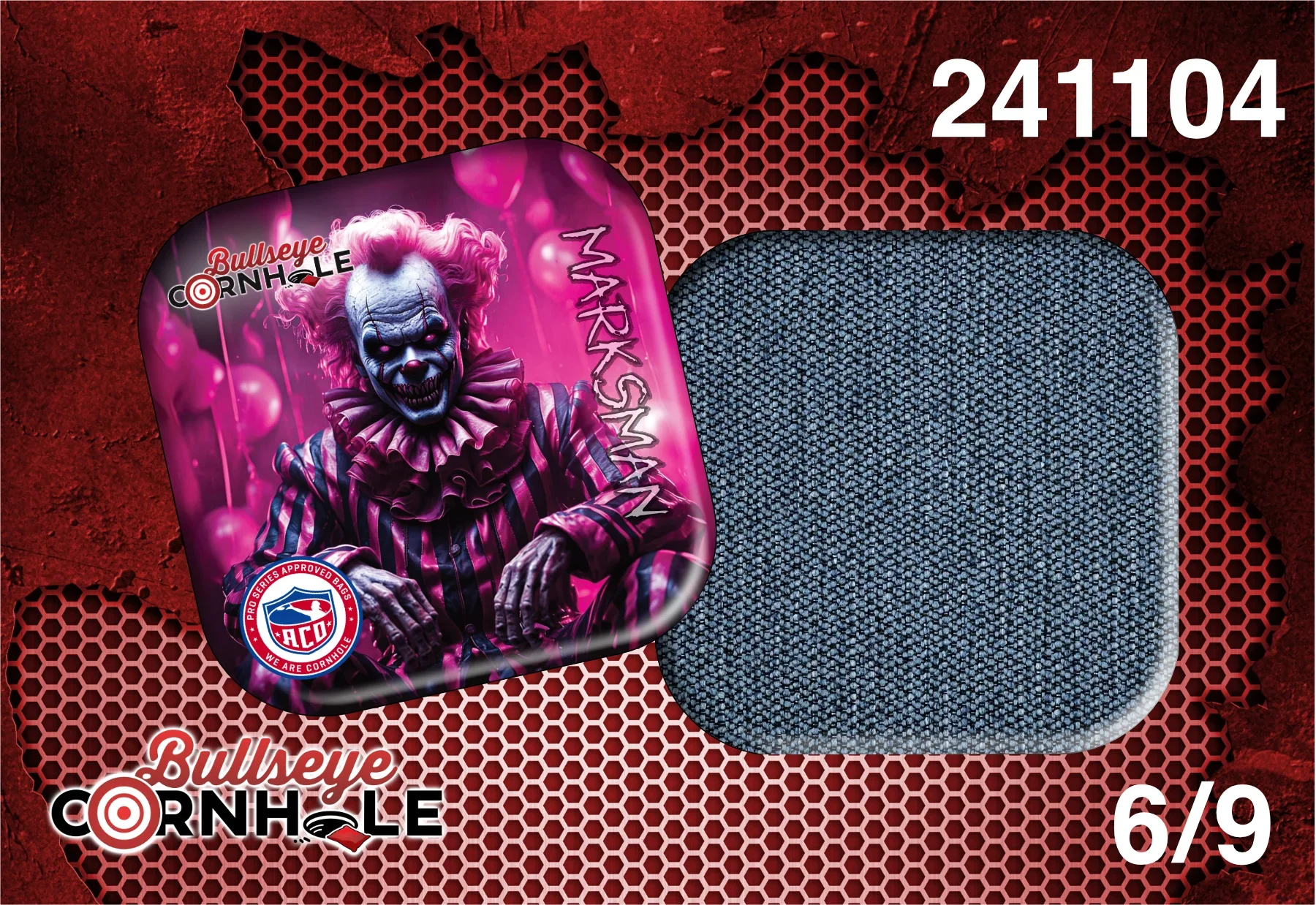 Creepy Clown design on Marksman bag with Indigo slow side
