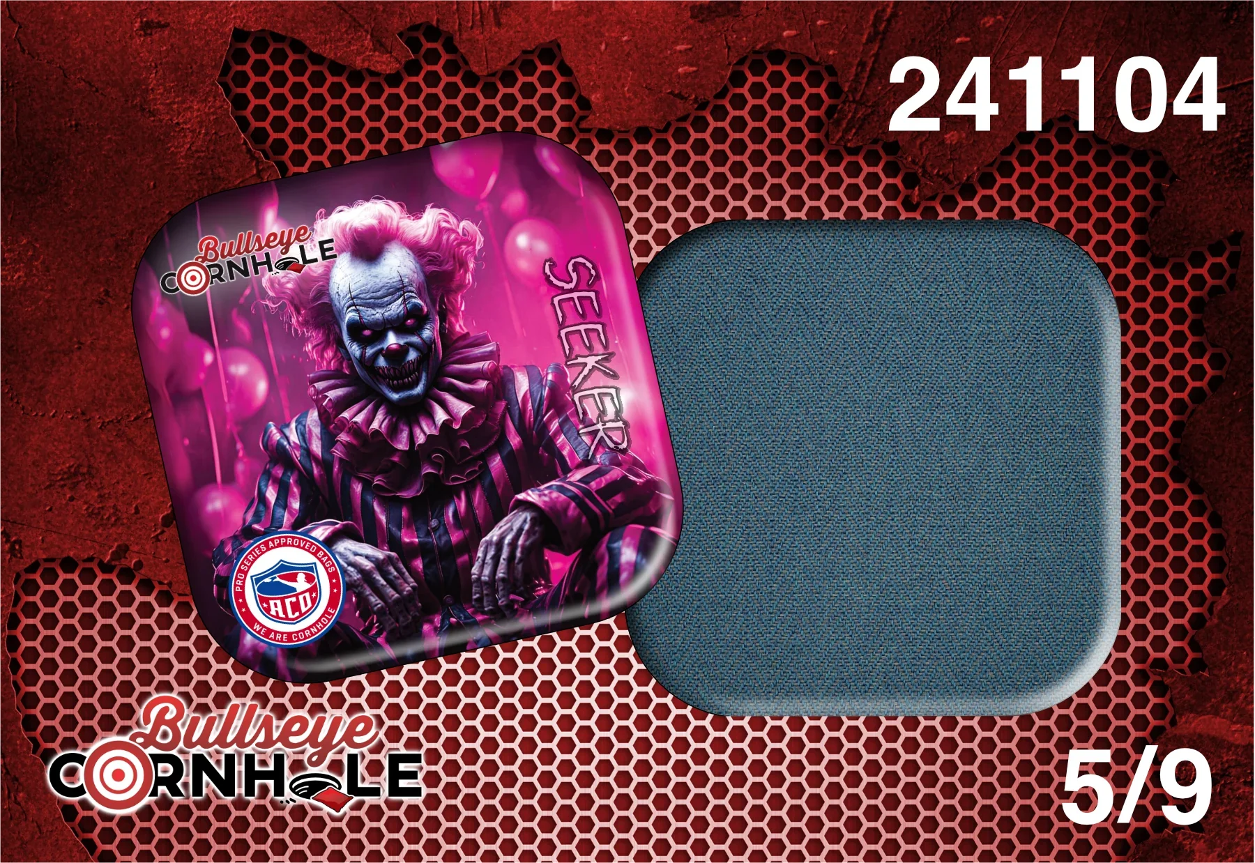 Creepy Clown design on Seeker bag with Steele Blue slow side