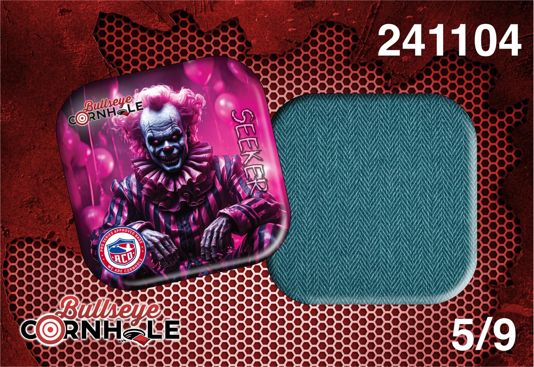 Creepy Clown design on Seeker bag with Teal slow side