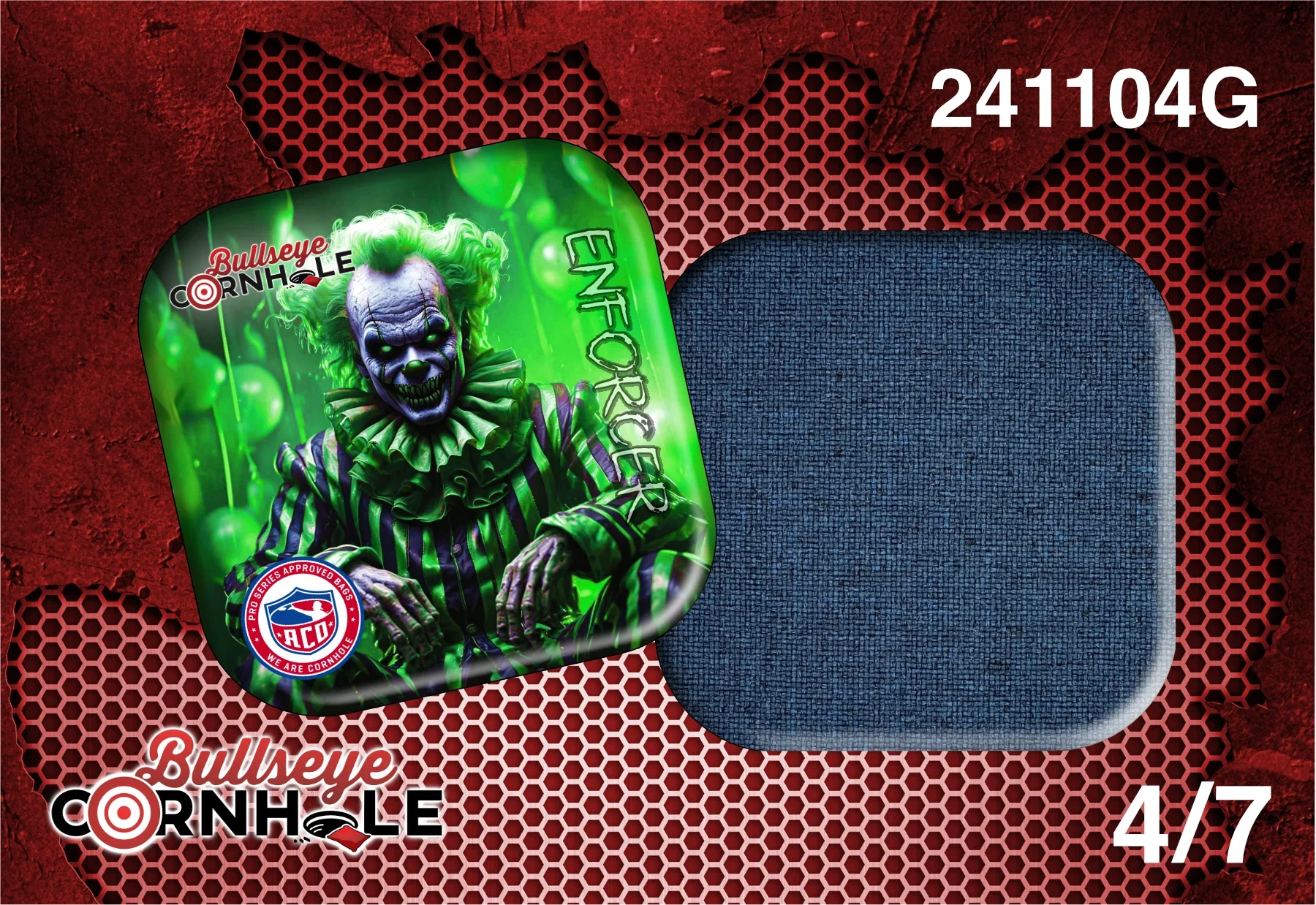 Creepy Clown Green design on Enforcer bag with Denium slow side.