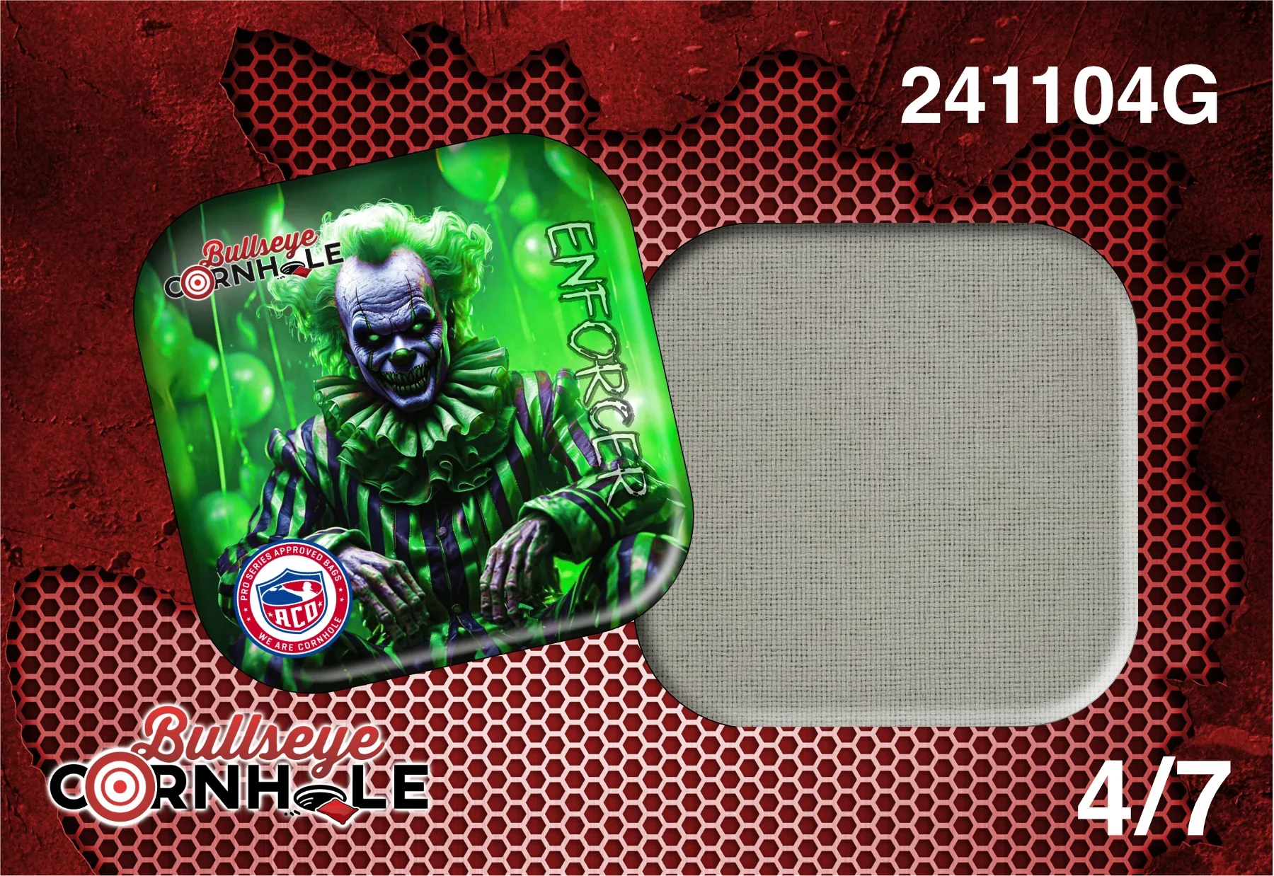 Creepy Clown Green design on Enforcer bag with Natural slow side
