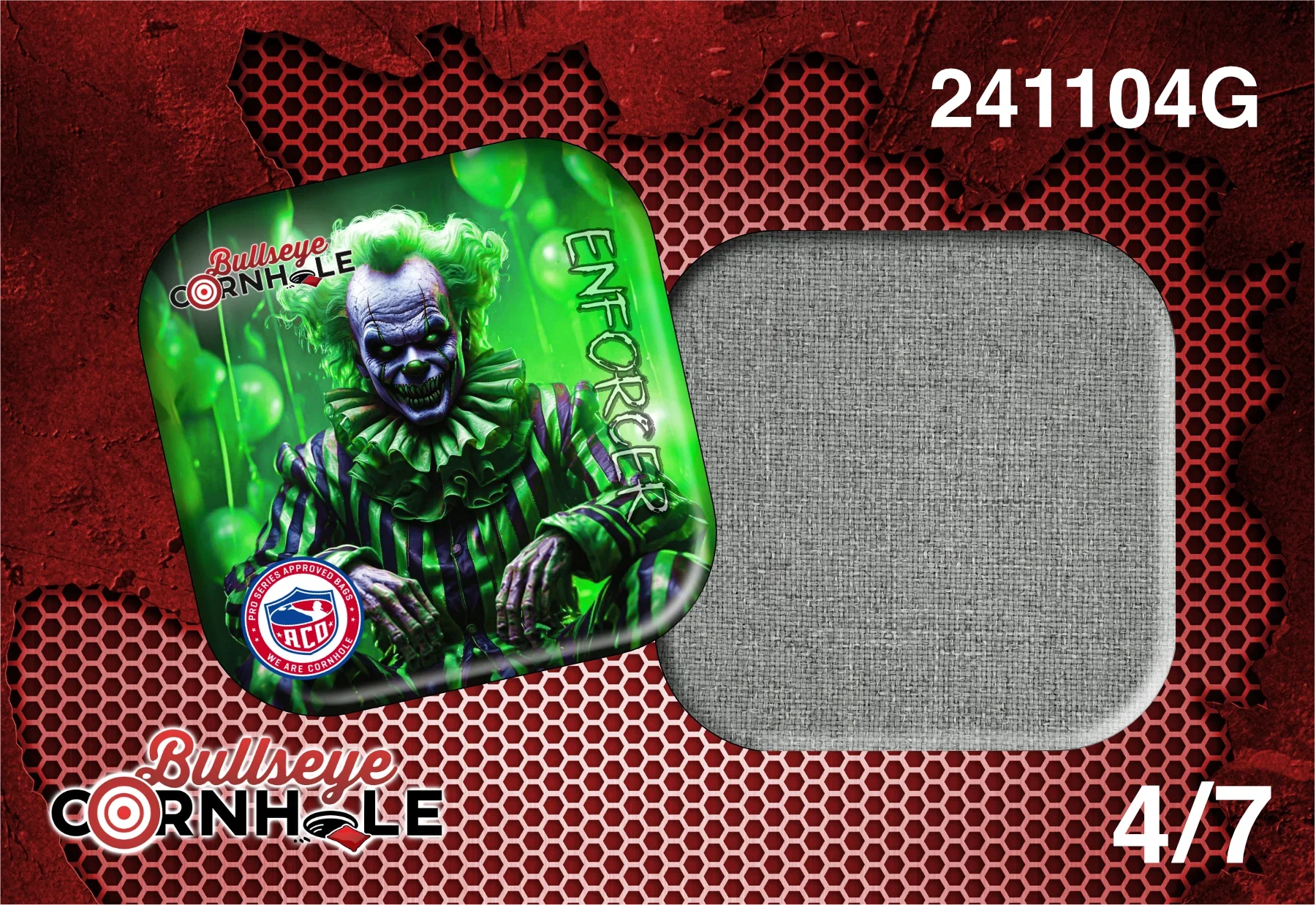 Creepy Clown Green design on Enforcer bag with Platinum slow side