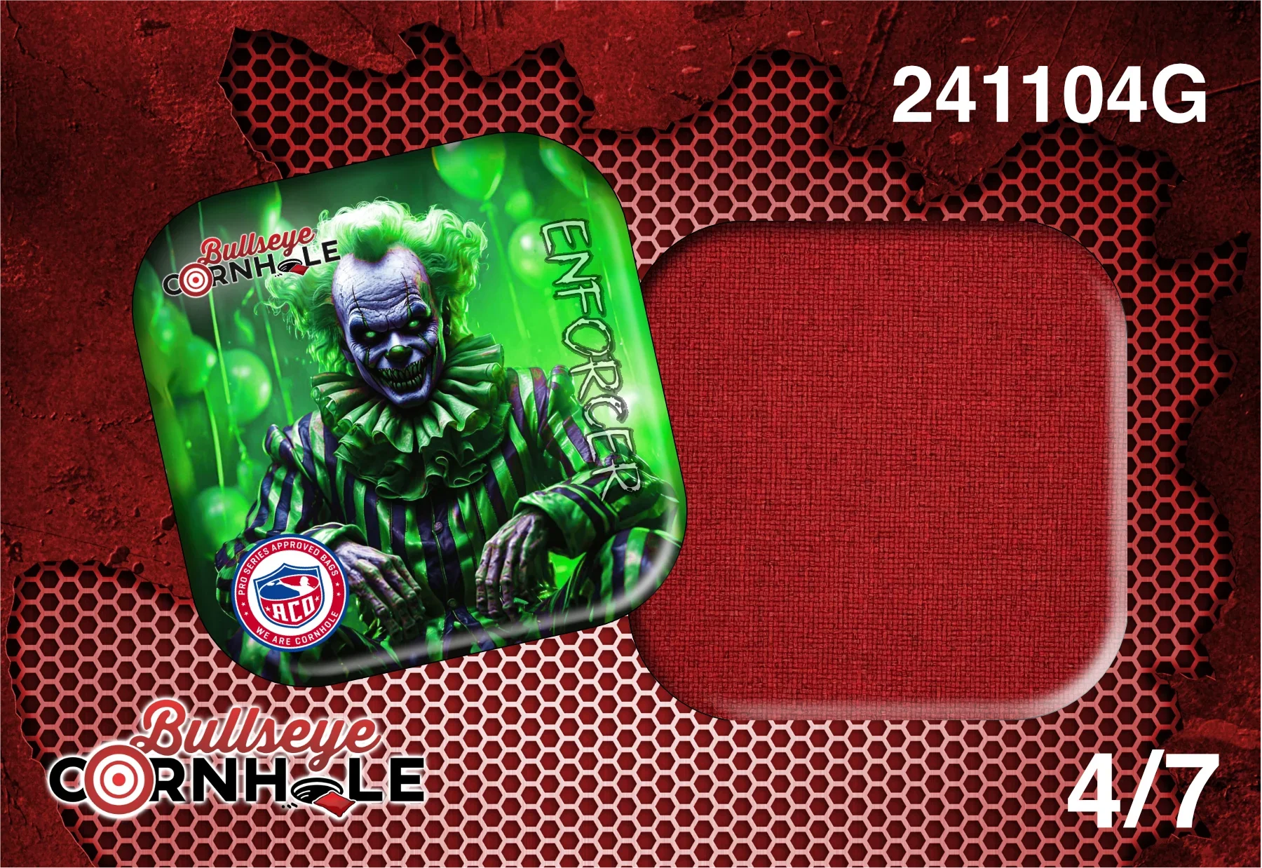 Creepy Clown Green design on Enforcer bag with Red slow side