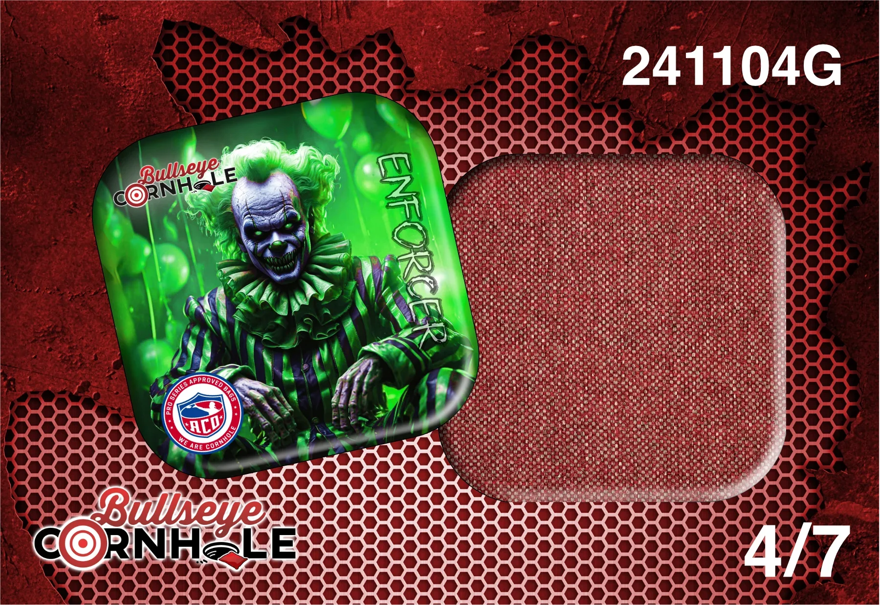 Creepy Clown Green design on Enforcer bag with Silver Garnet slow side