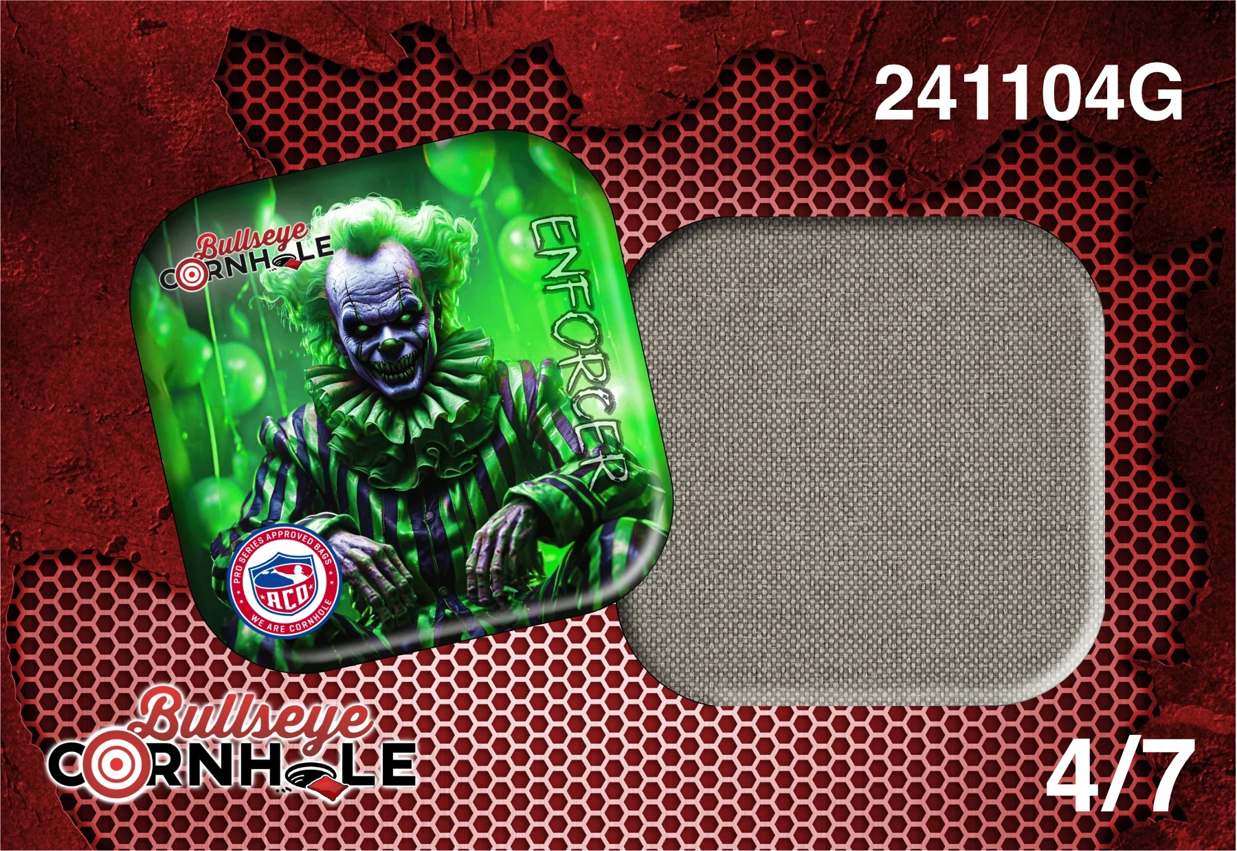 Creepy Clown Green design on Enforcer bag with Wheat slow side