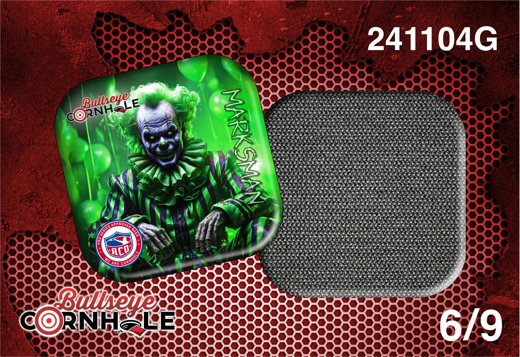 Creepy Clown Green design on Marksman bag with Black slow side