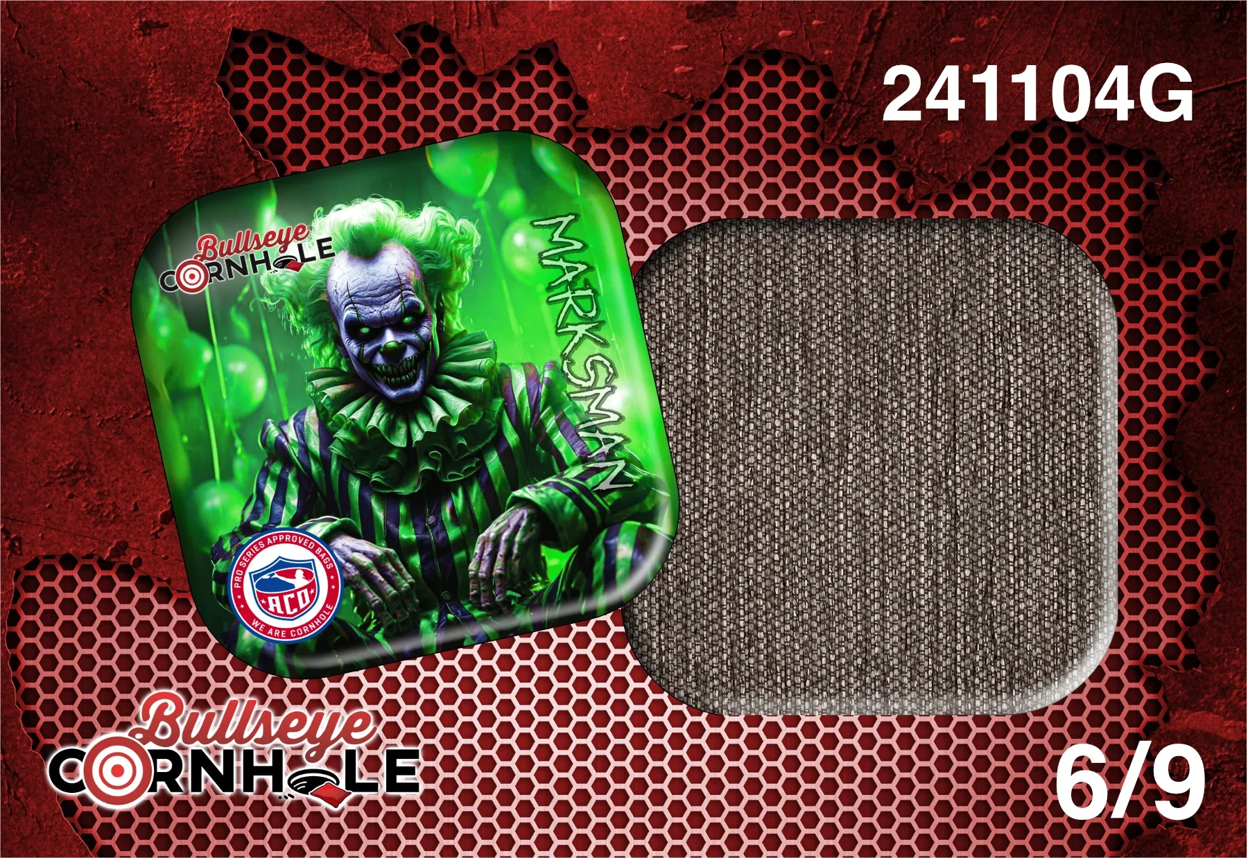 Creepy Clown Green design on Marksman bag with Brown slow side