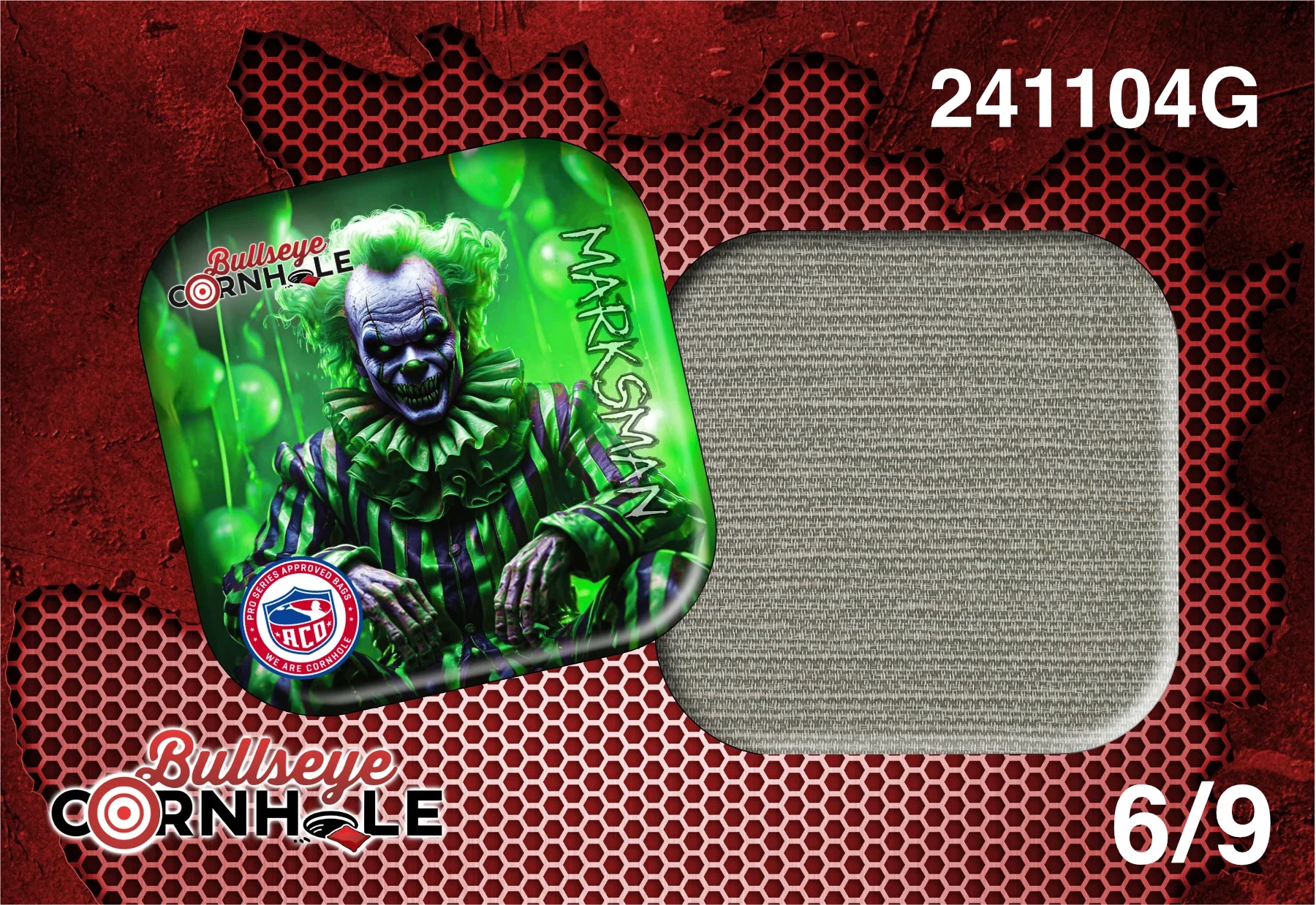 Creepy Clown Green design on Marksman bag with Sea Spray slow side