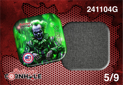 Creepy Clown Green design on Seeker bag with Black slow side