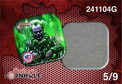 Creepy Clown Green design on Seeker bag with Greystone slow side