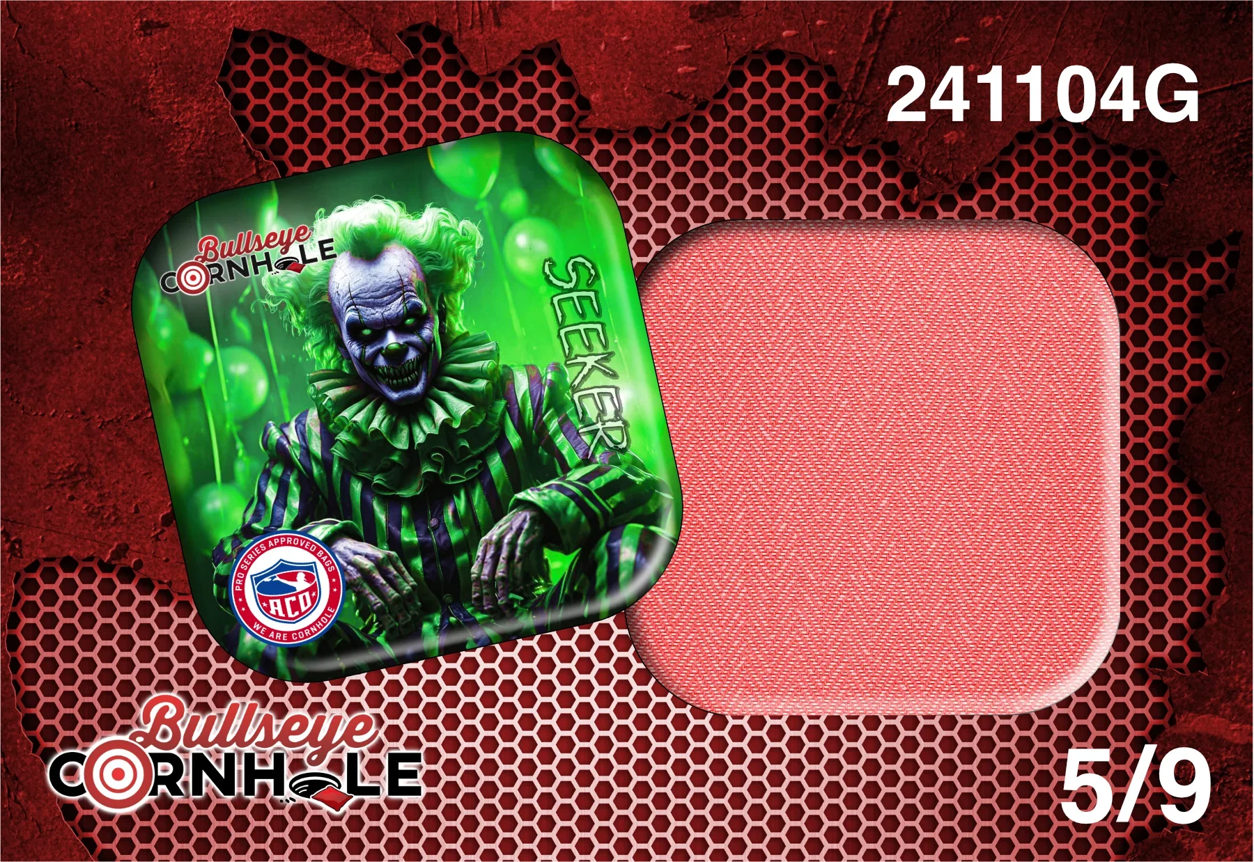 Creepy Clown Green design on Seeker bag with Pink slow side