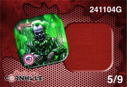 Creepy Clown Green design on Seeker bag with Red slow side