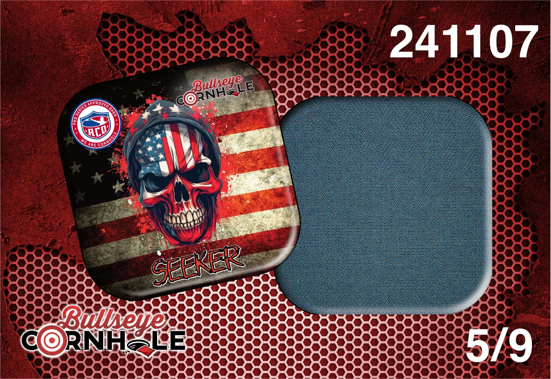 American Skull design on Seeker bag with Steele Blue slow side