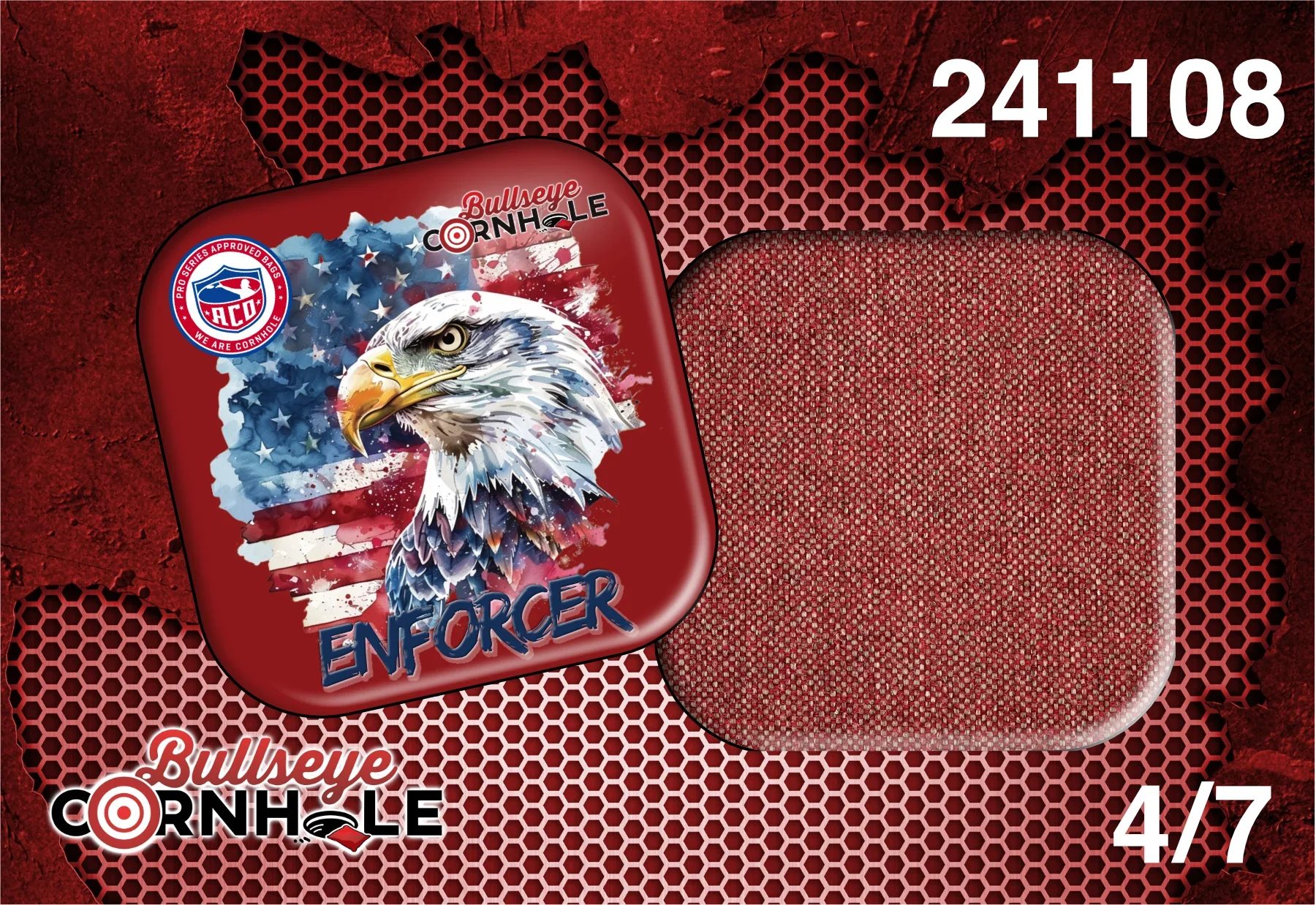 Bald Eagle design on Enforcer bag with Silver Garnet slow side