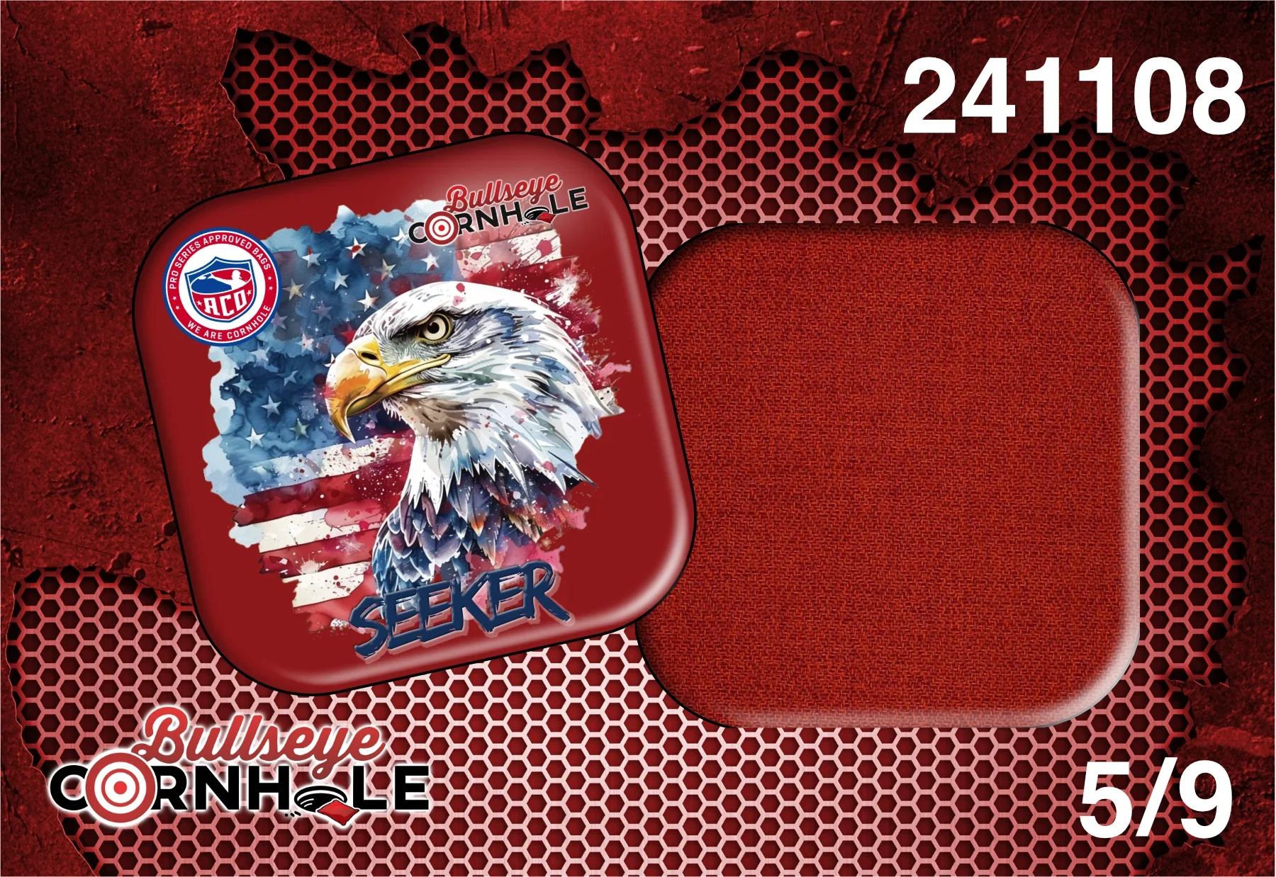 Bald Eagle design on Seeker bag with Red slow side