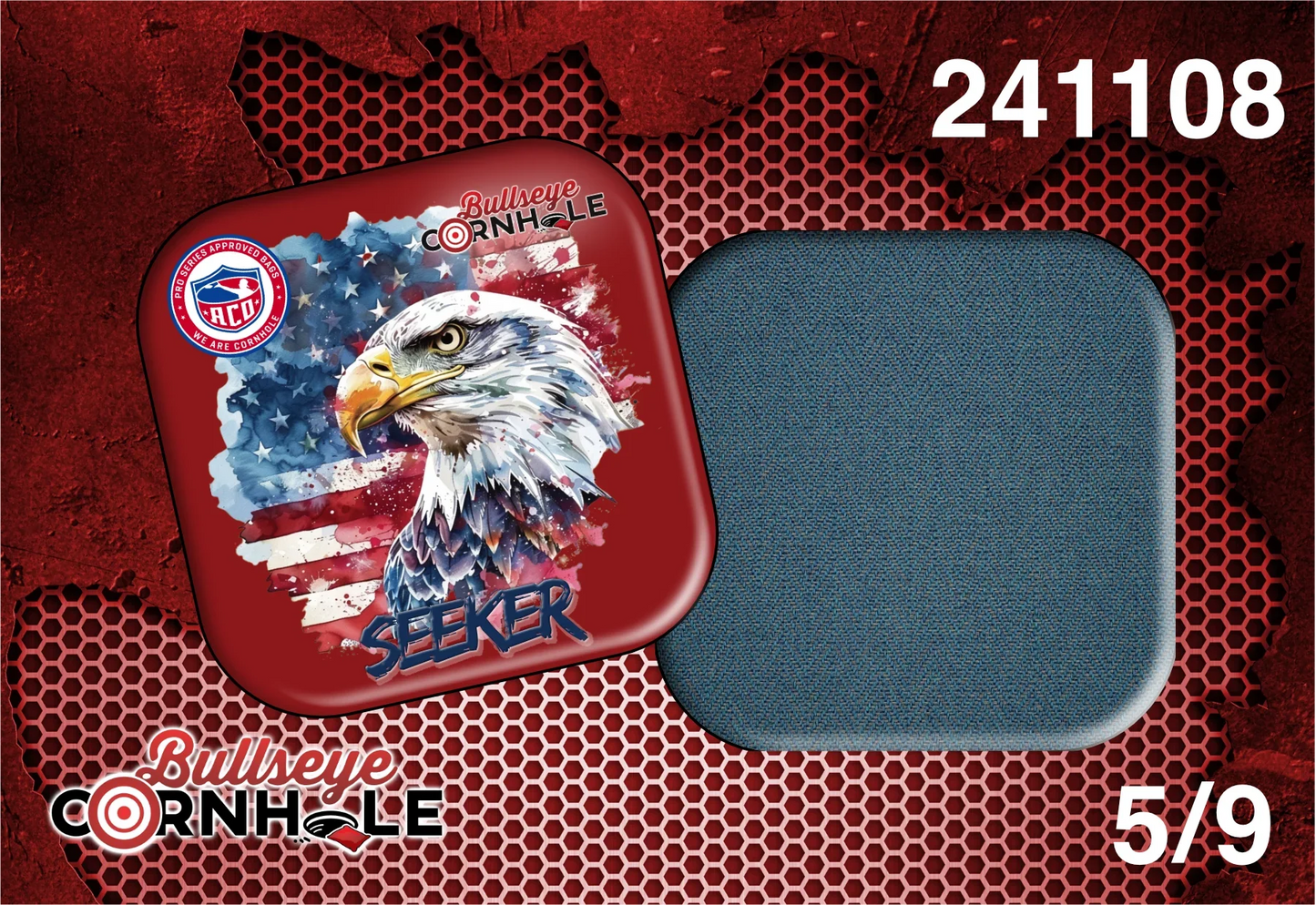 Bald Eagle design on Seeker bag with Steele Blue slow side