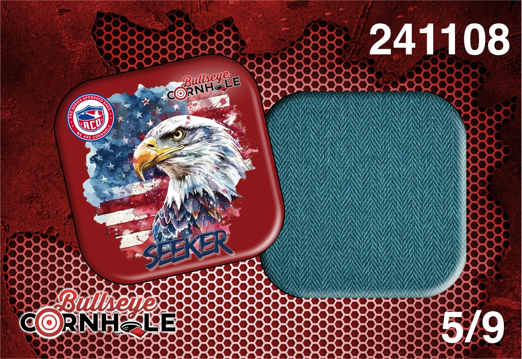 Bald Eagle design on Seeker bag with Teal slow side