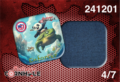 Panda Riding Turtle design on Enforcer bag with Denium slow side.