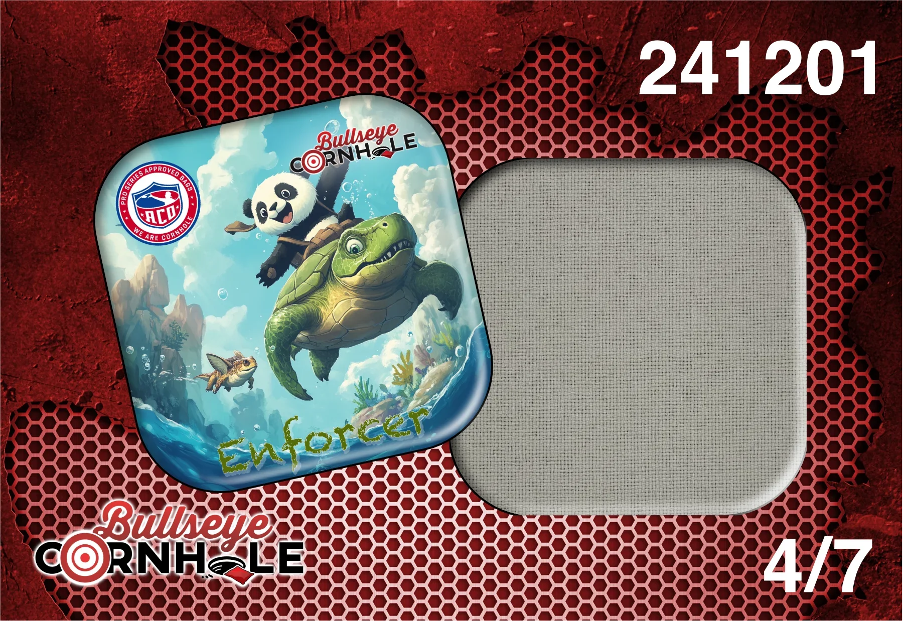Panda Riding Turtle design on Enforcer bag with Natural slow side