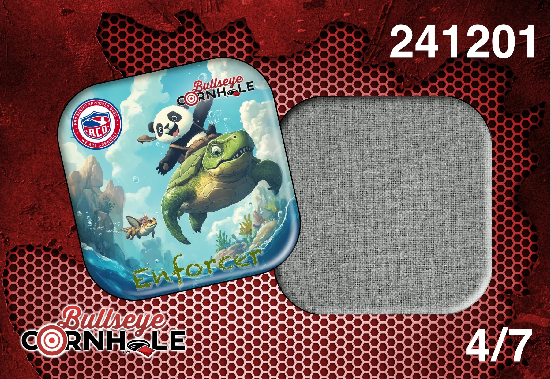 Panda Riding Turtle design on Enforcer bag with Platinum slow side