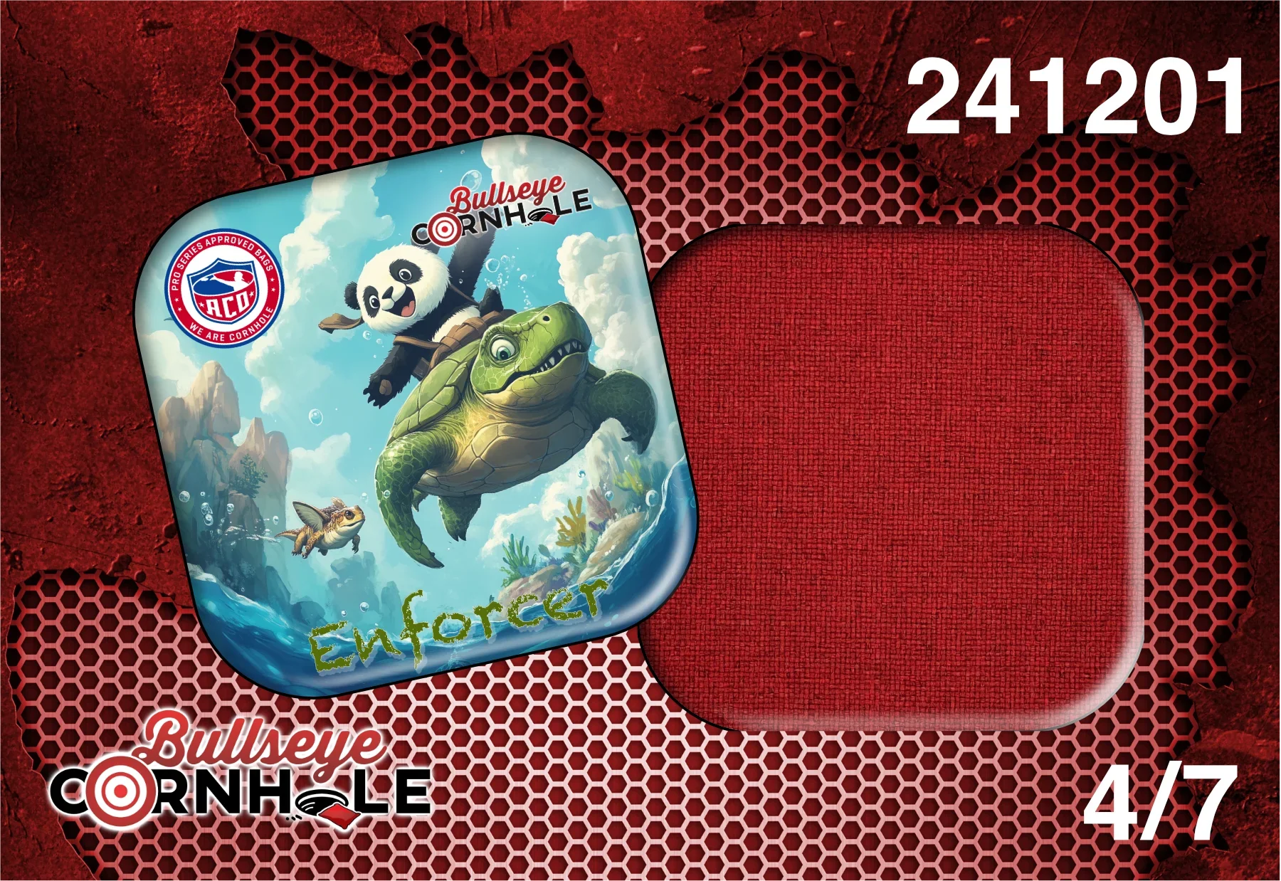 Panda Riding Turtle design on Enforcer bag with Red slow side