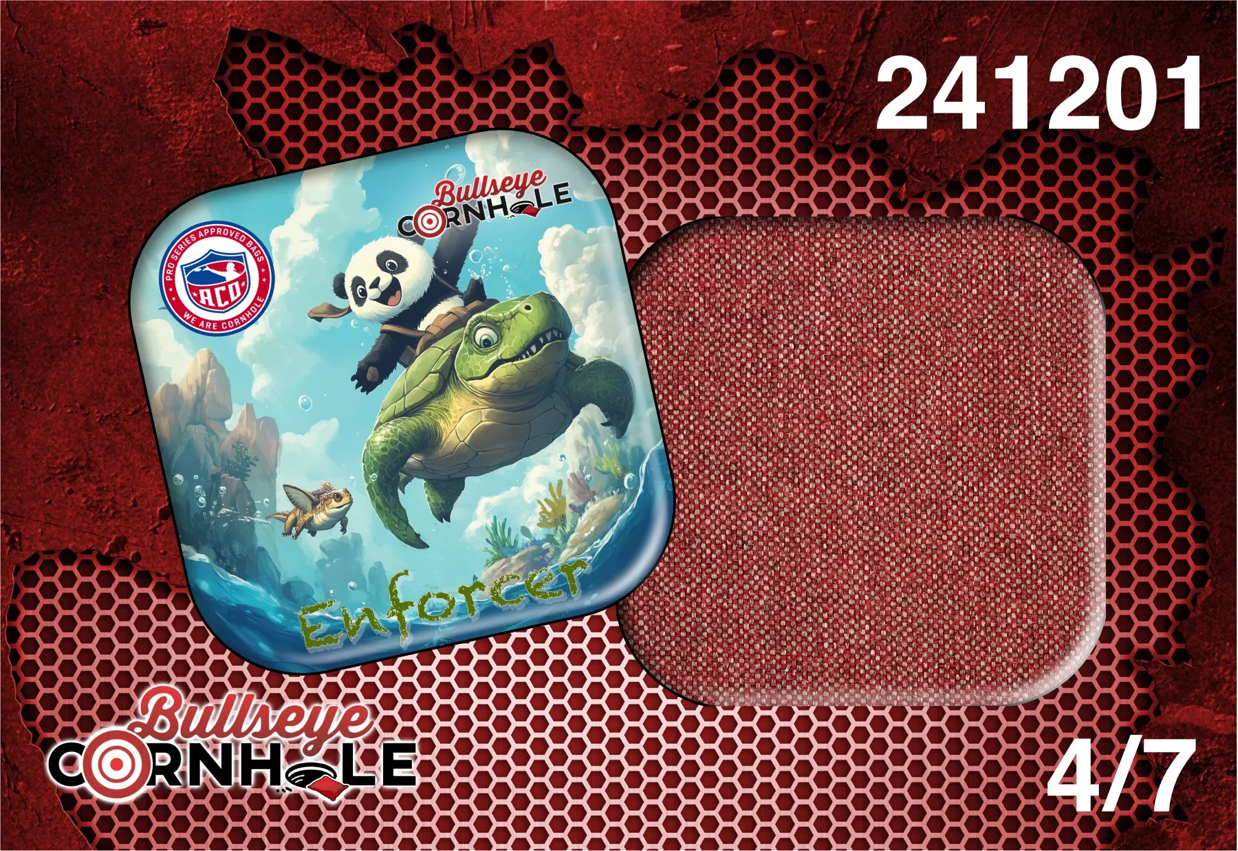 Panda Riding Turtle design on Enforcer bag with Silver Garnet slow side