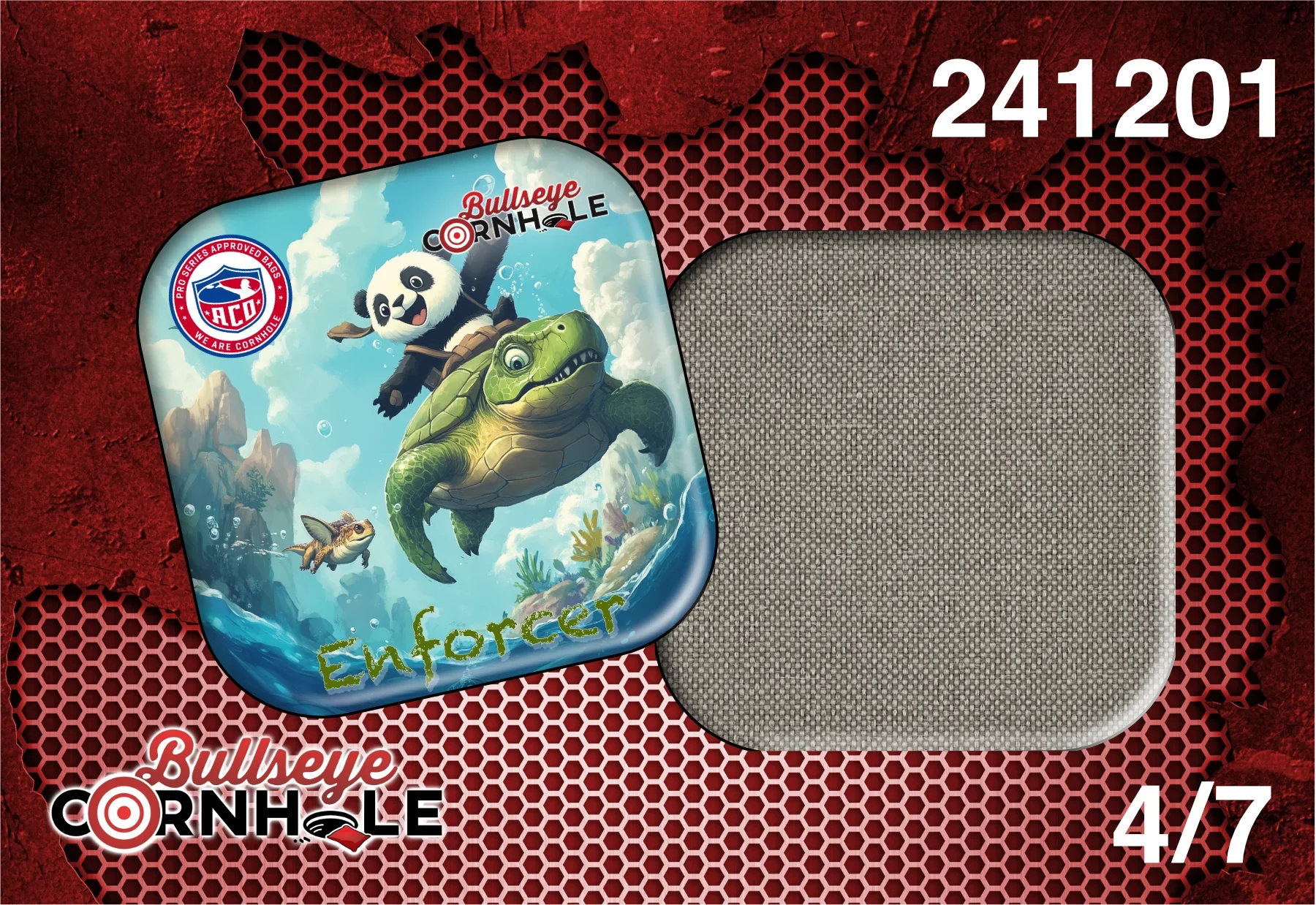 Panda Riding Turtle design on Enforcer bag with Wheat slow side