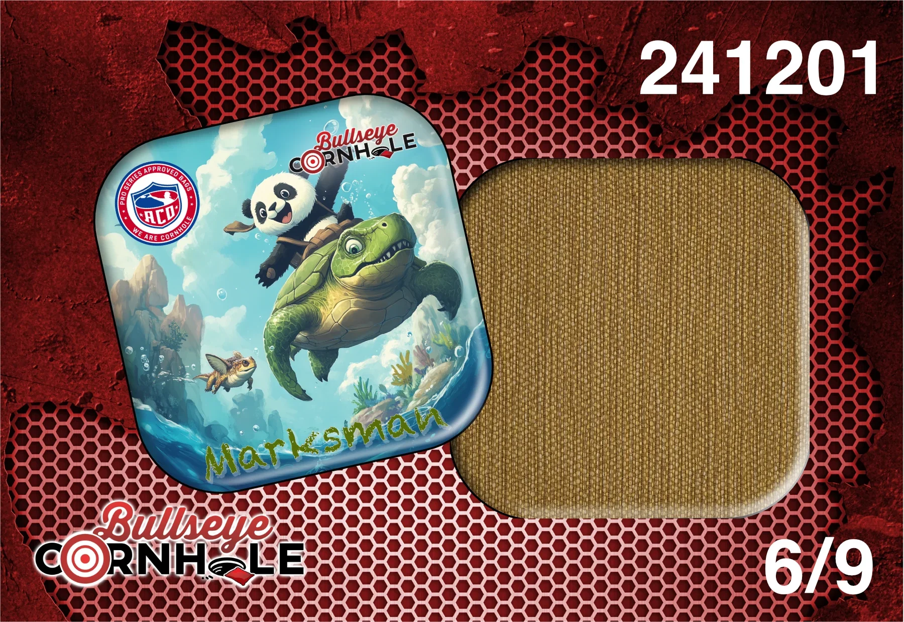 Panda Riding Turtle design on Marksman bag with Gold slow side
