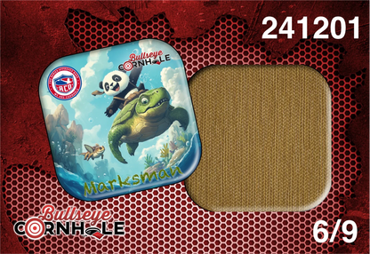 Panda Riding Turtle design on Marksman bag with Gold slow side