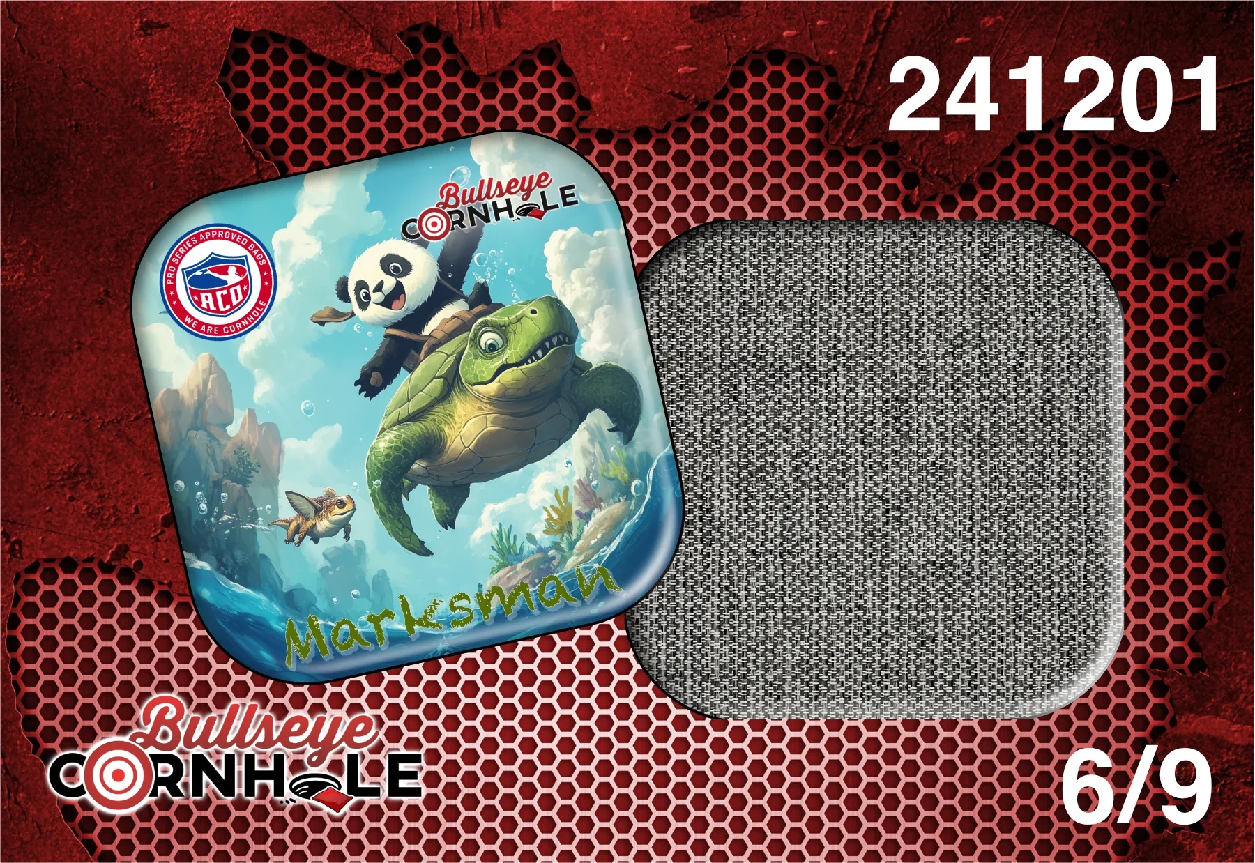 Panda Riding Turtle design on Marksman bag with Grey slow side