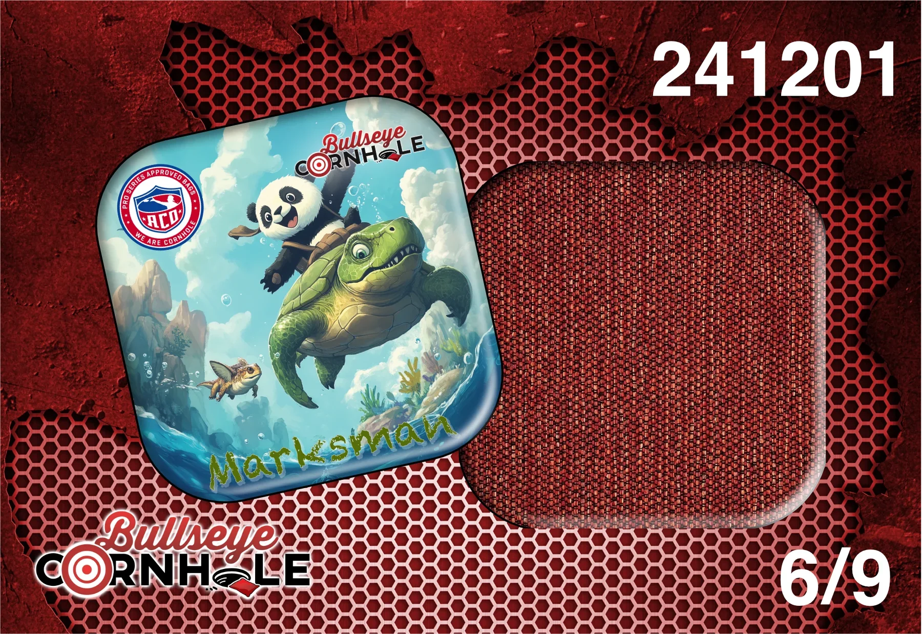 Panda Riding Turtle design on Marksman bag with Red slow side