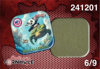 Panda Riding Turtle design on Marksman bag with Sage slow side