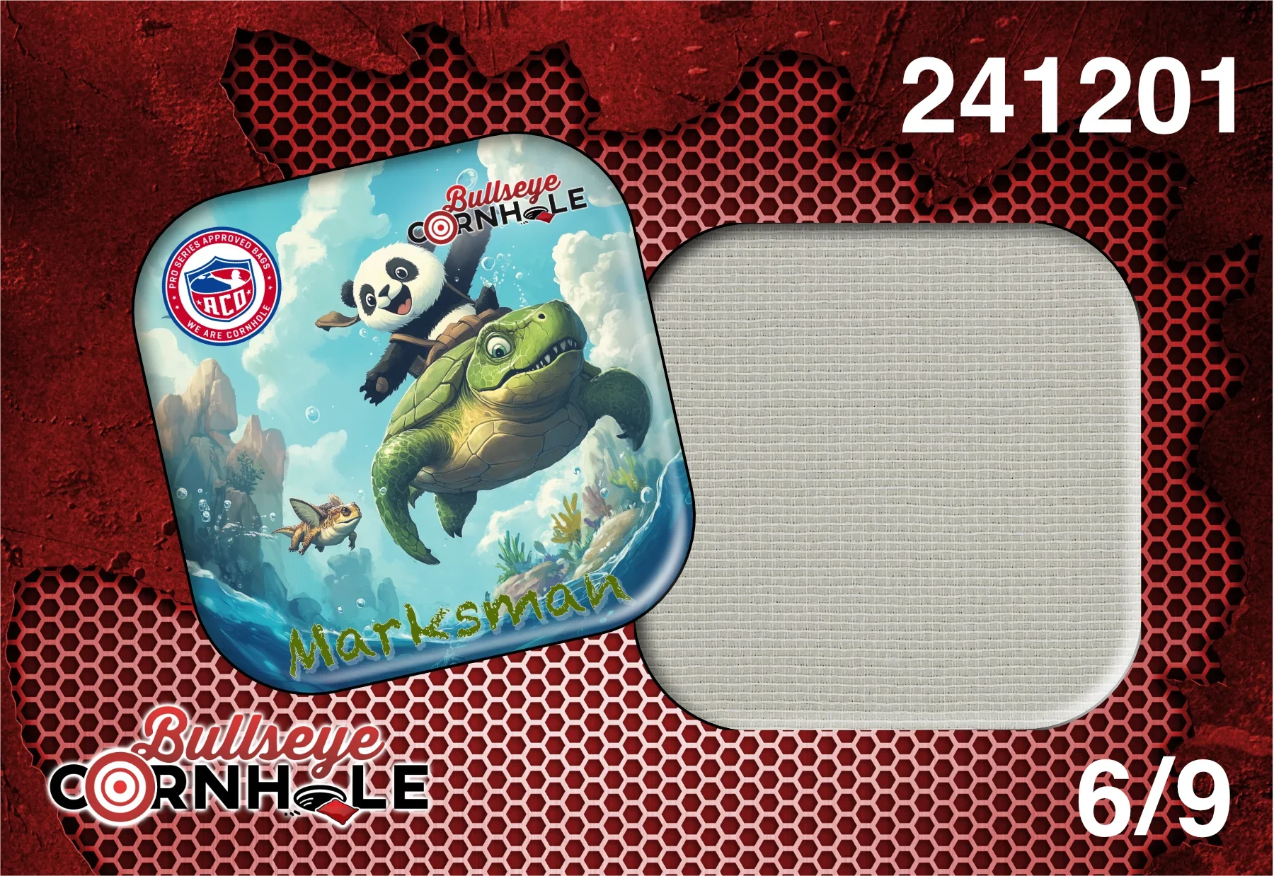 Panda Riding Turtle design on Marksman bag with White slow side