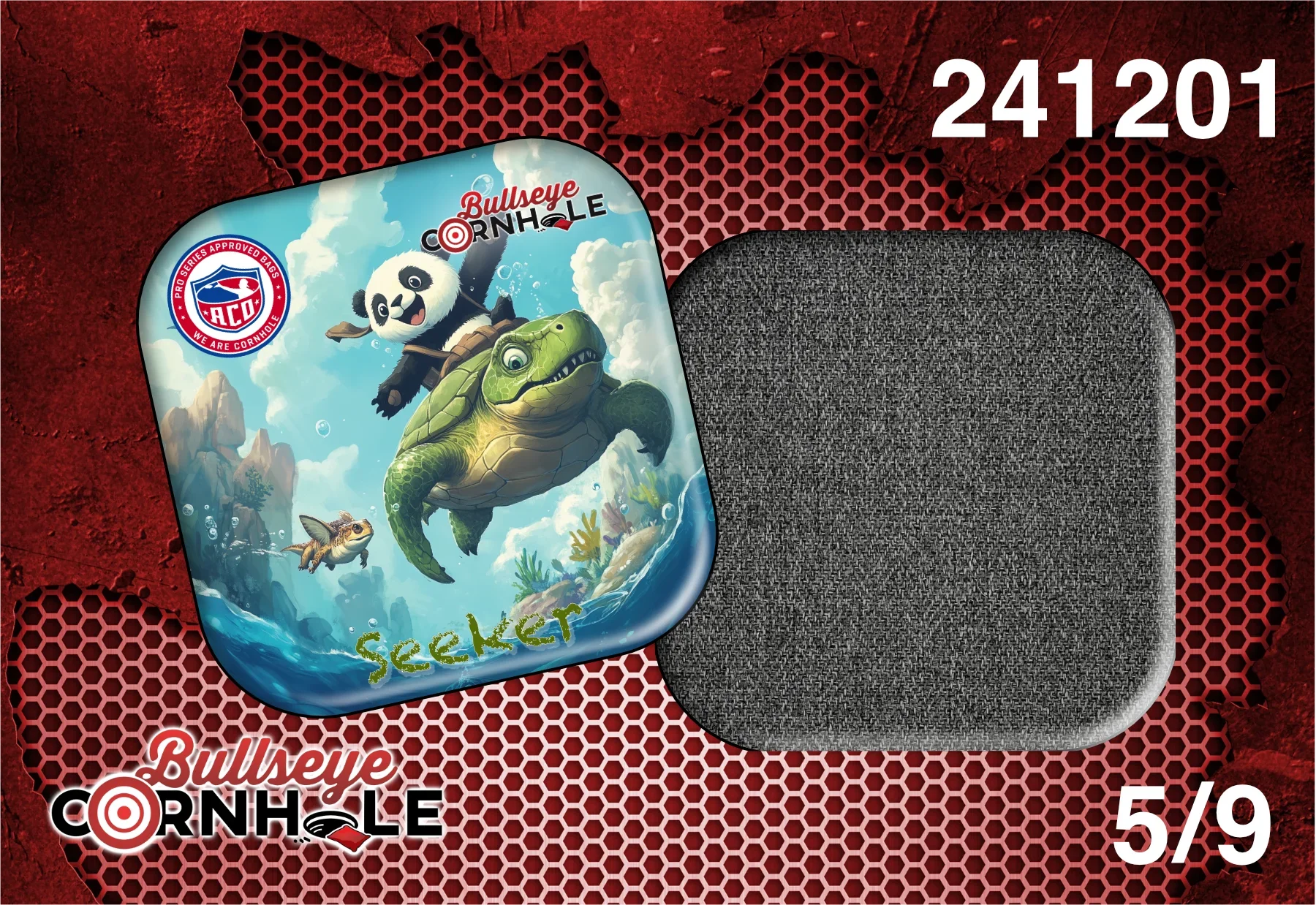 Panda Riding Turtle design on Seeker bag with Black slow side