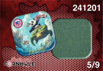 Panda Riding Turtle design on Seeker bag with Blue/Green slow side