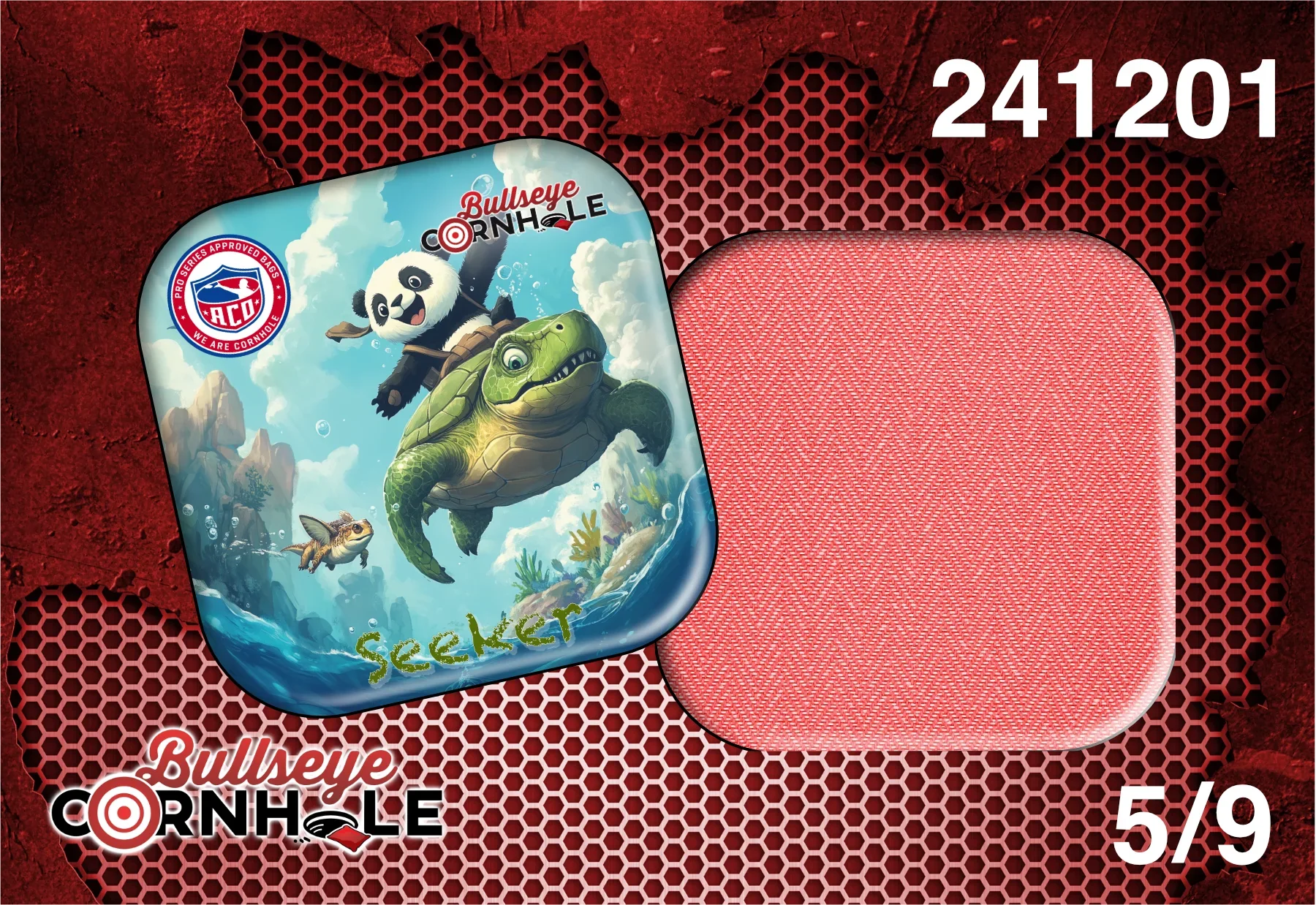 Panda Riding Turtle design on Seeker bag with Pink slow side