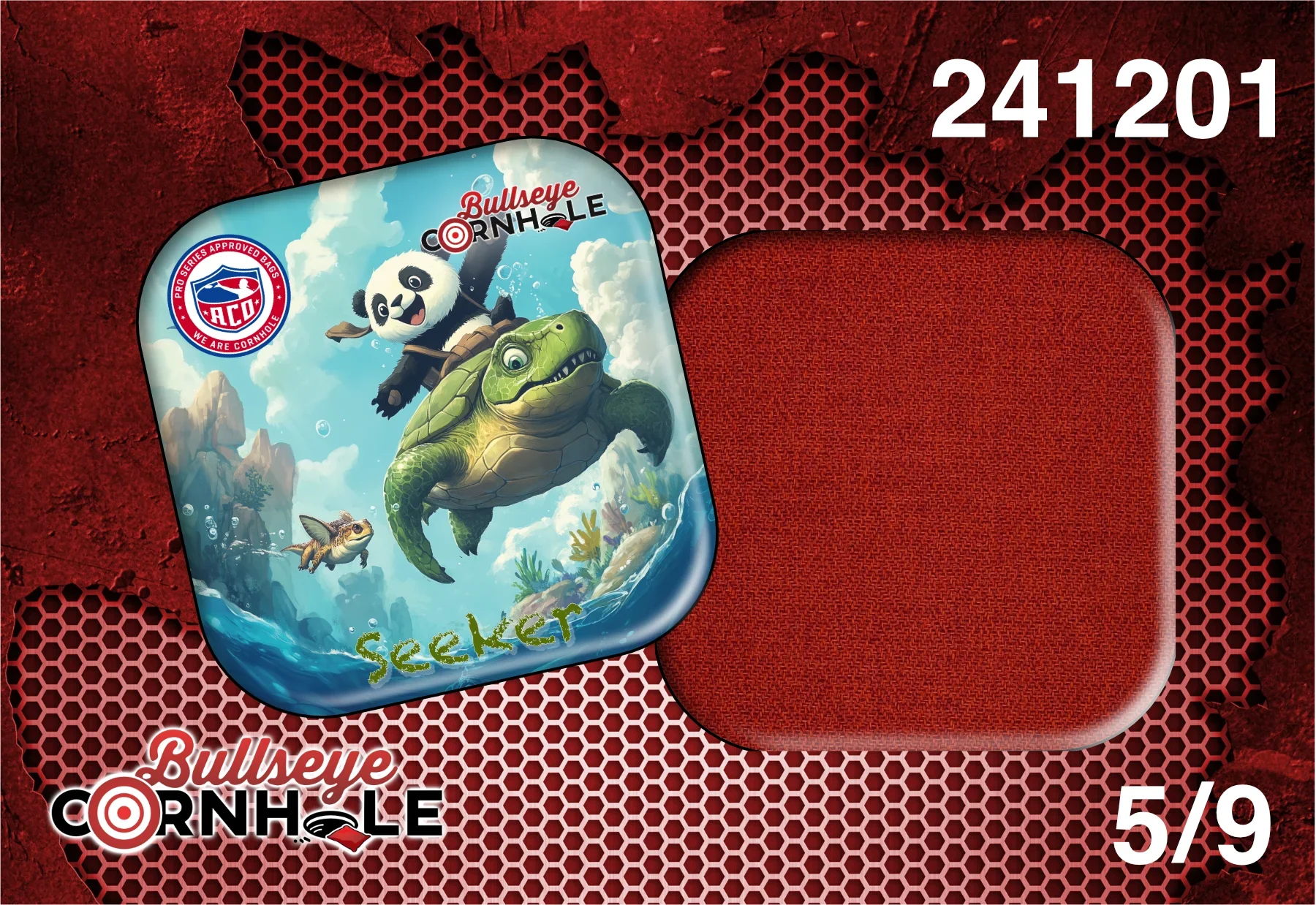 Panda Riding Turtle design on Seeker bag with Red slow side